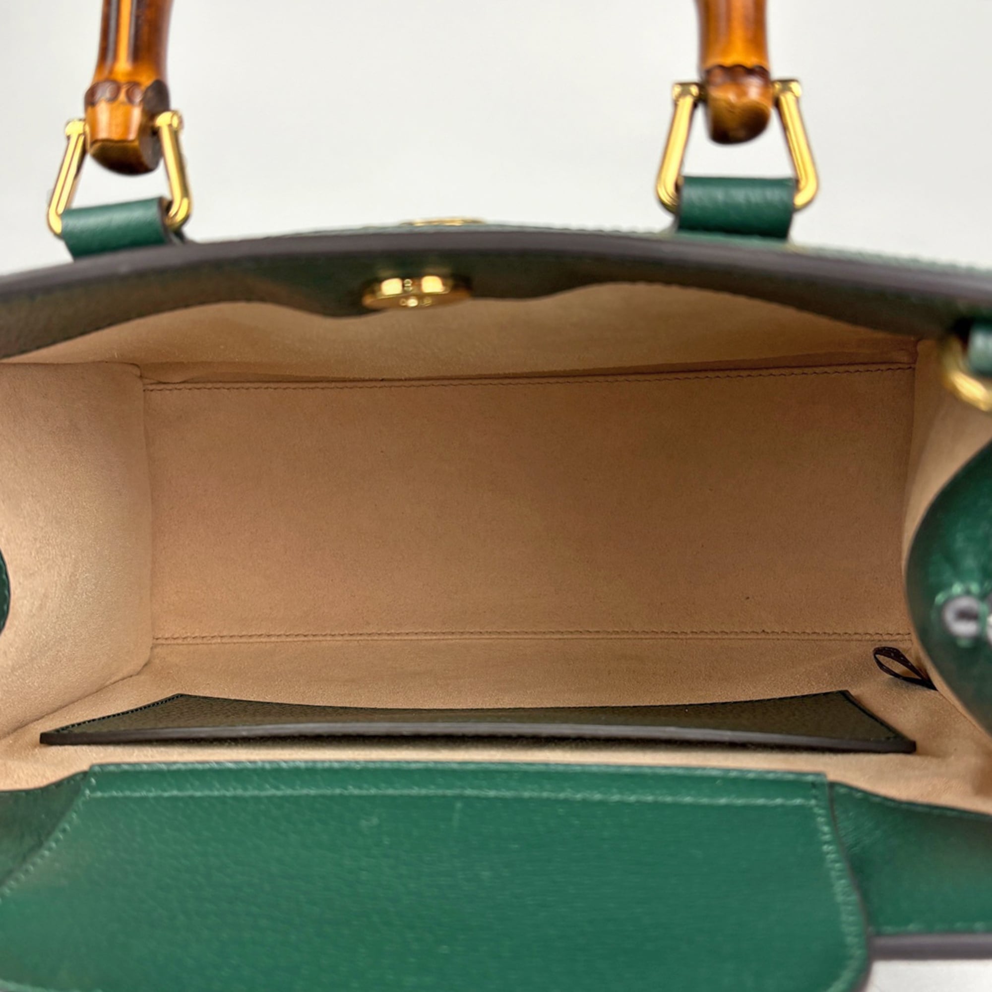 Gucci Bamboo Green Leather Tote Bag (Pre-Owned)