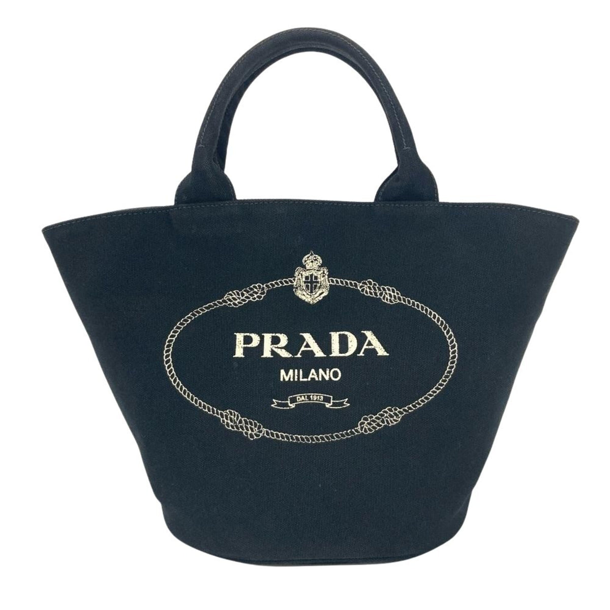 Prada Canapa Black Canvas Pouch Shoulder Bag Tote Bag (Pre-Owned)