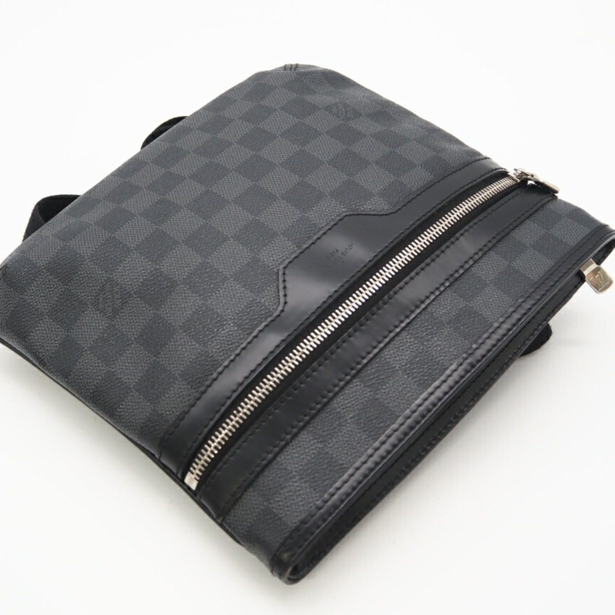 Louis Vuitton Black Gray Coated Canvas Shoulder Bag (Pre-Owned)