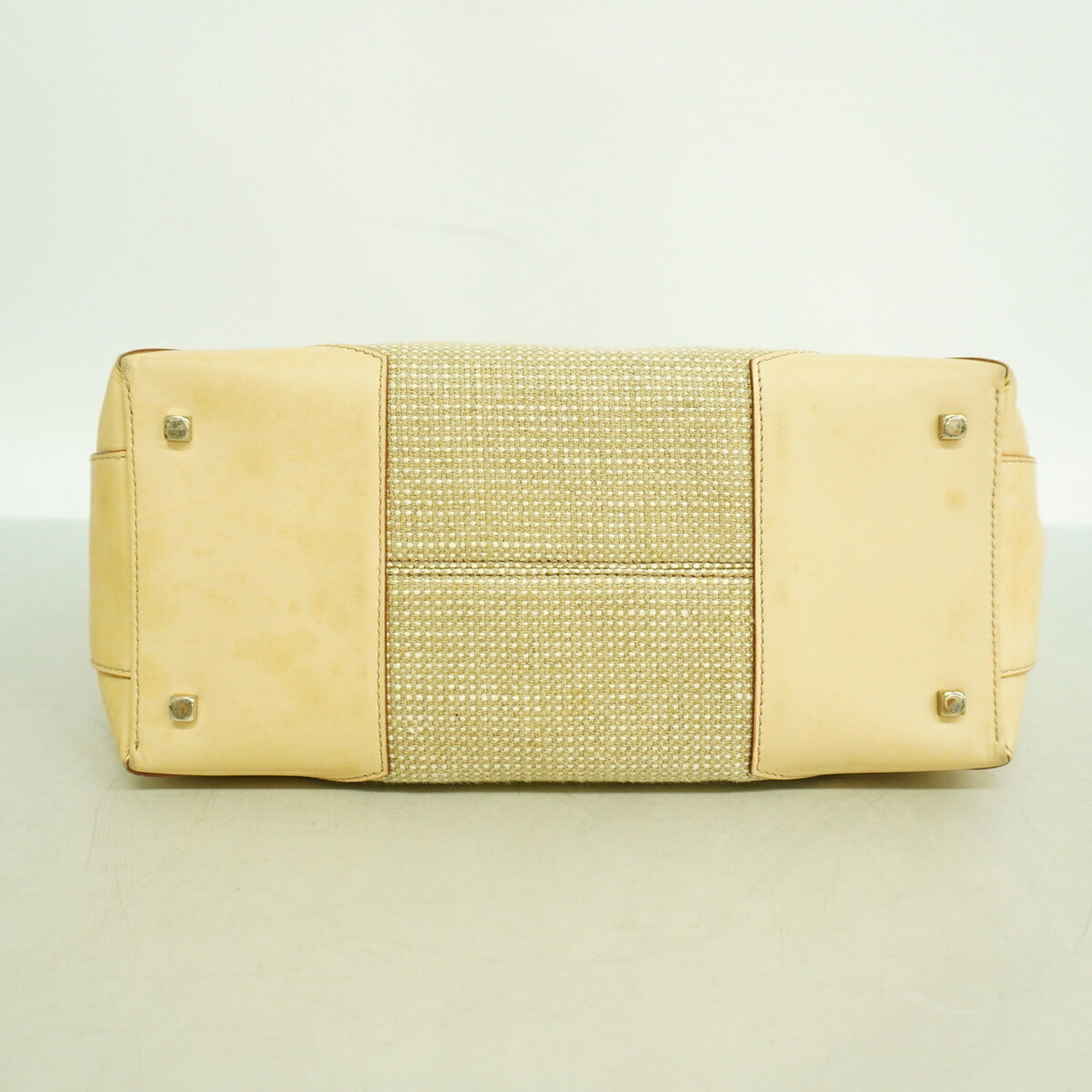 Salvatore Ferragamo Beige Canvas Handbag (Pre-Owned)