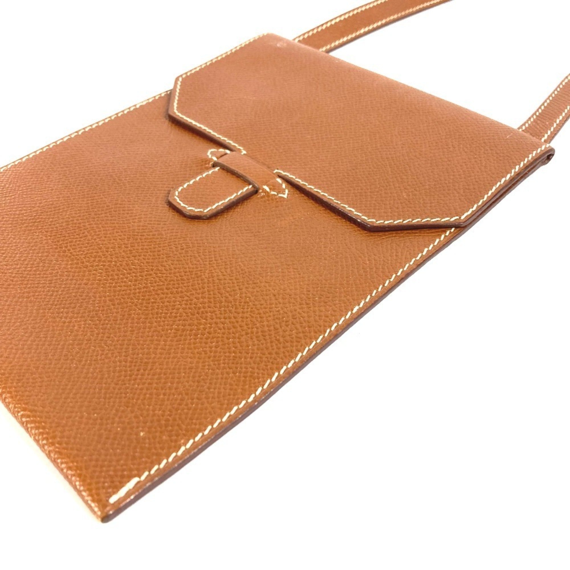Hermes Brown Leather Pochette Shoulder Bag (Pre-Owned)