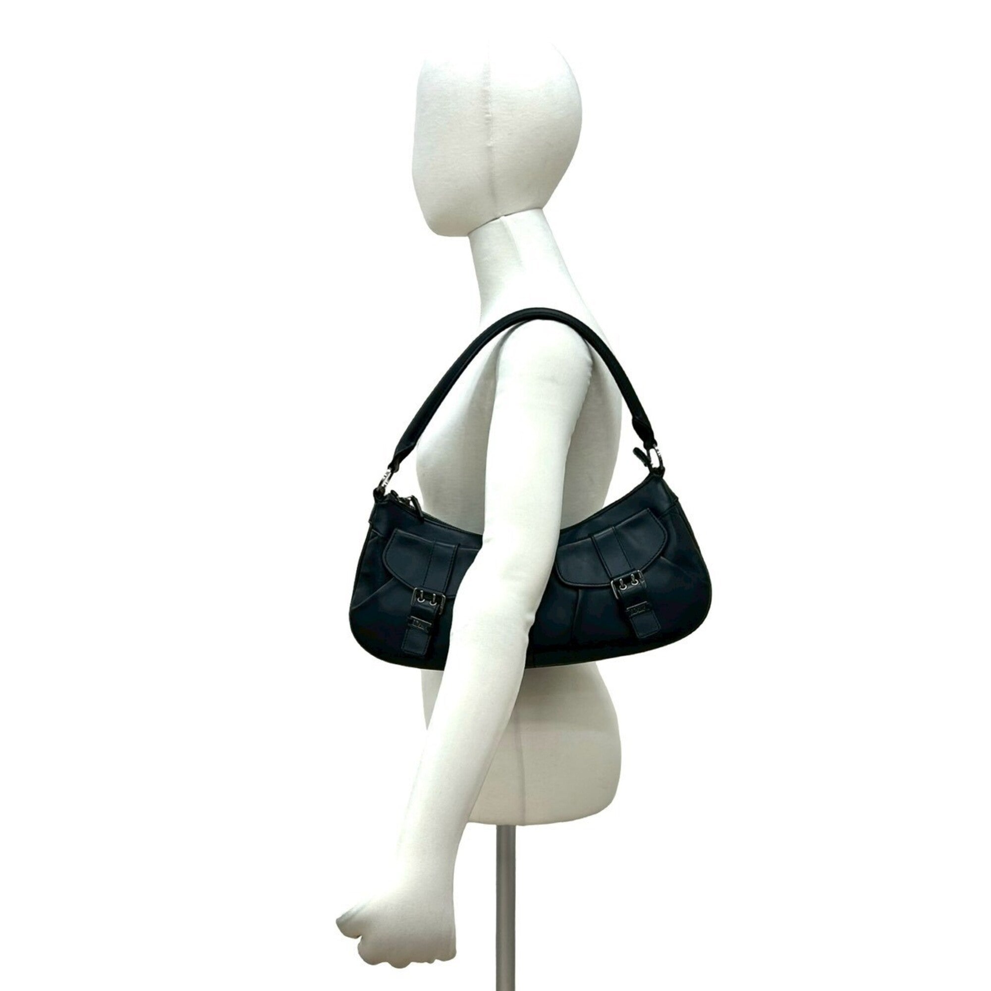 Christian Dior Black Leather Handbag Shoulder Bag (Pre-Owned)