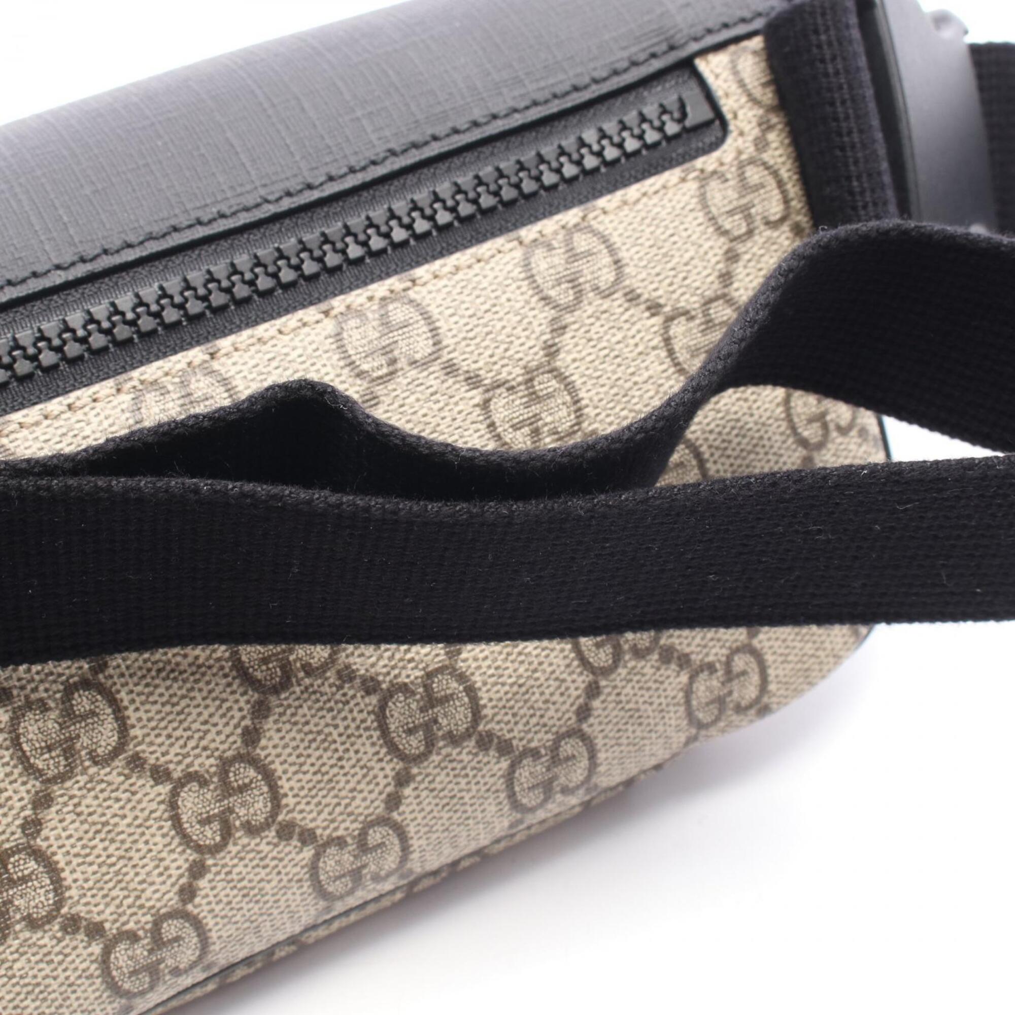 Gucci Beige Black Brown Gg Supreme Leather Fanny Pack Handbag (Pre-Owned)