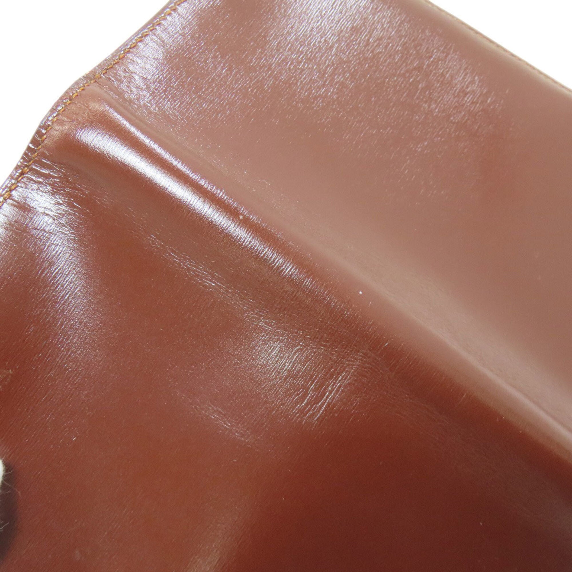 Hermes Brown Red Color Box Calf Leather Long Bill Wallet (Bi-Fold) (Pre-Owned)