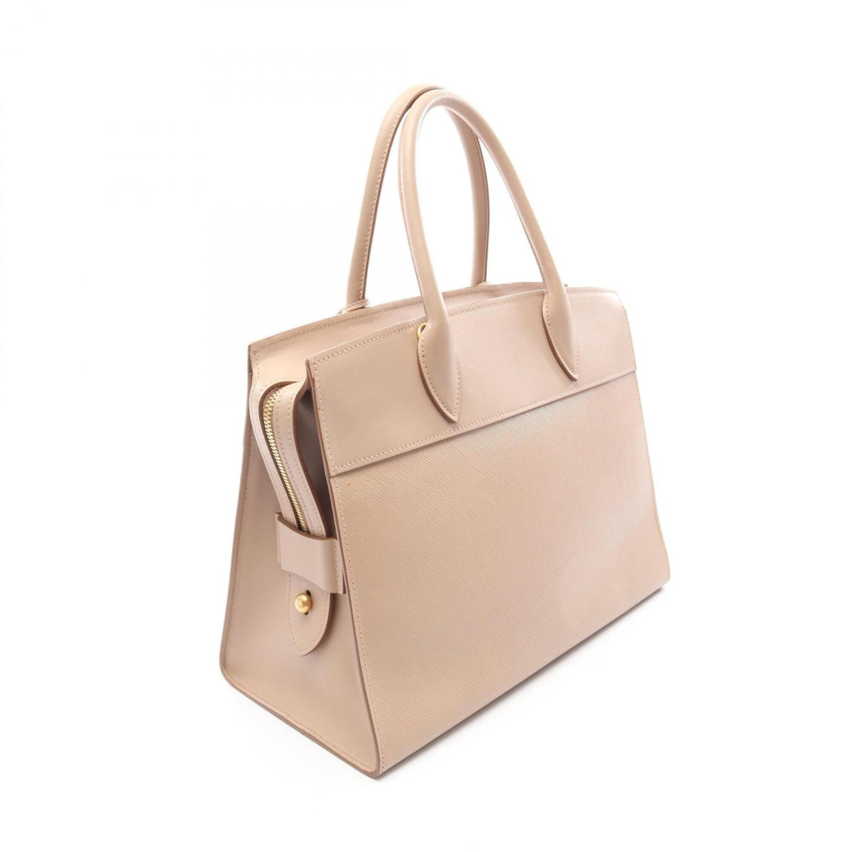 Prada Saffiano Beige Leather Handbag (Pre-Owned)