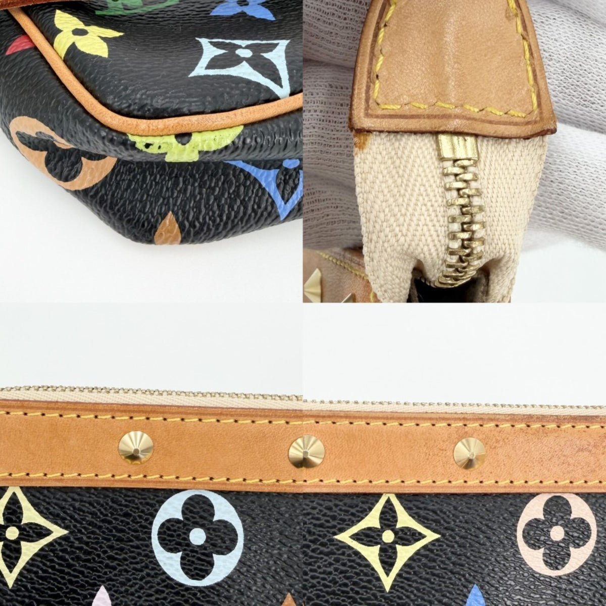 Louis Vuitton Black Multi-Color Noir Monogram Multicolore Handbag Pouch (Pre-Owned)