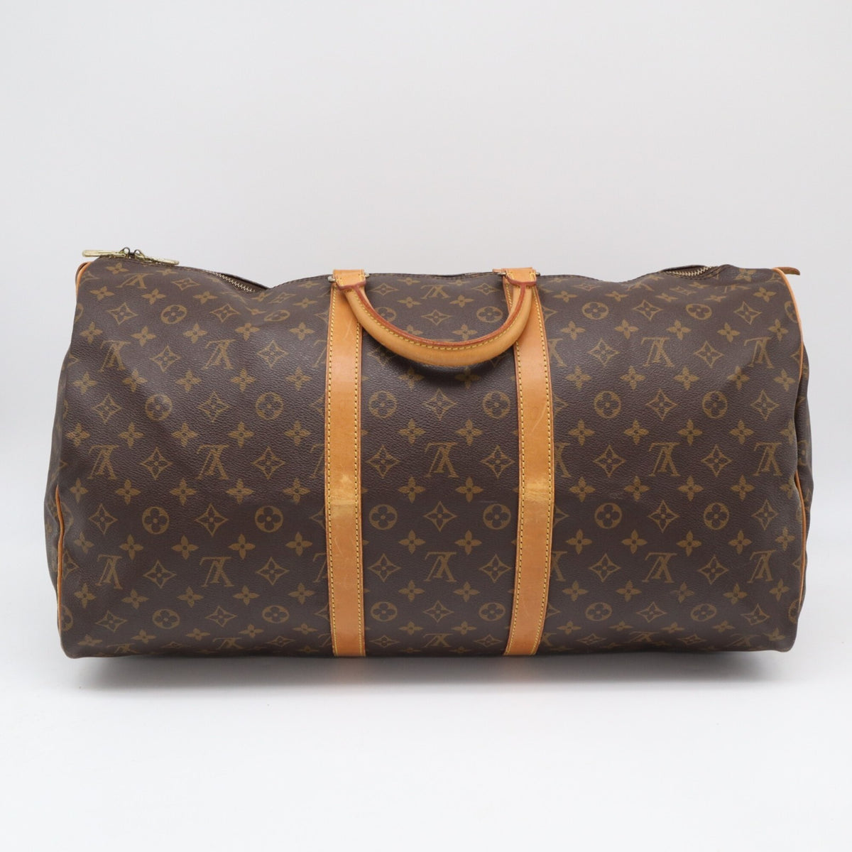 Louis Vuitton Monogram Beige Brown Coated Canvas Leather Boston Bag (Pre-Owned)