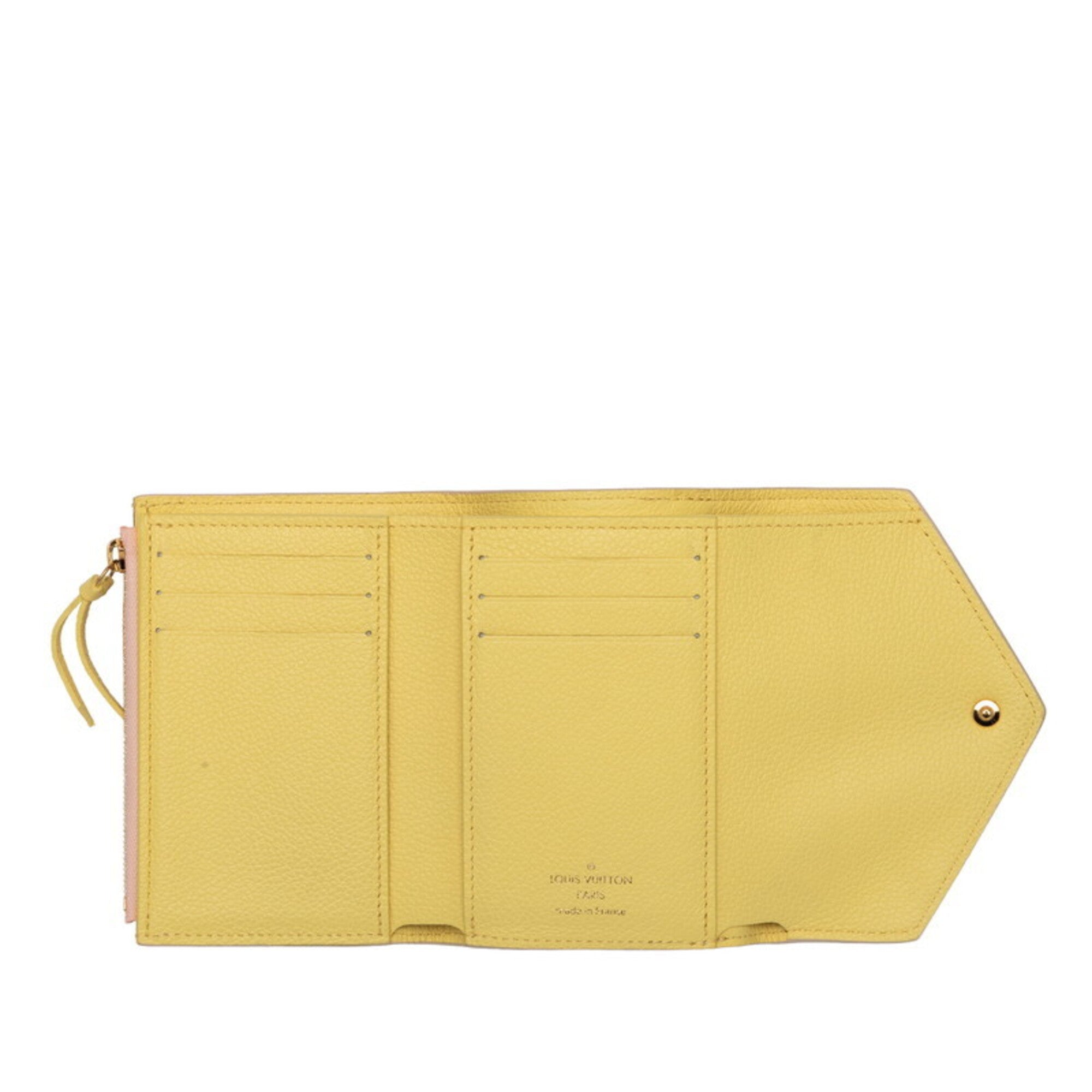 Louis Vuitton Monogram Empreinte Beige Rose Yellow Leather Wallet (Bi-Fold) (Pre-Owned)