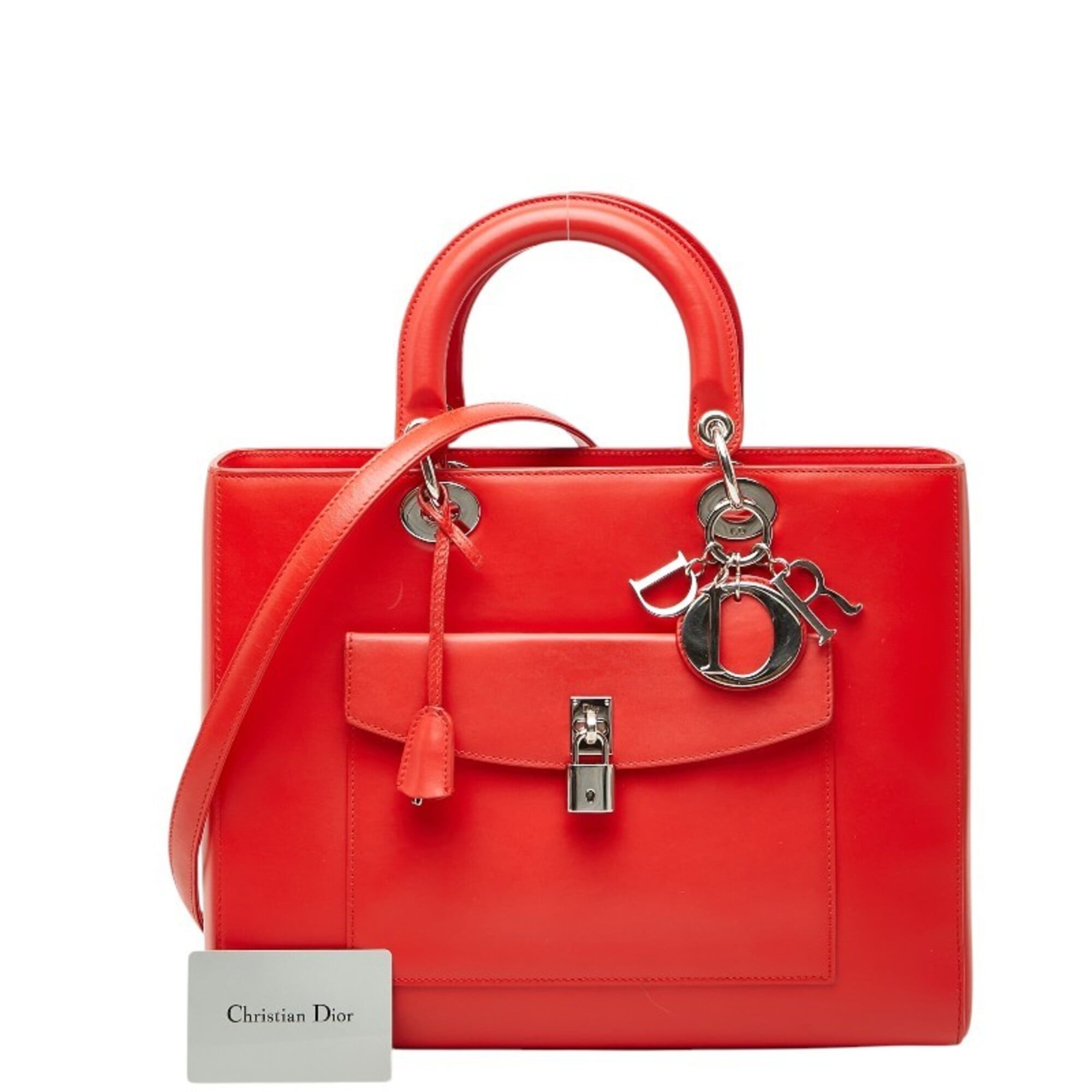 Christian Dior Red Color Leather Handbag Shoulder Bag (Pre-Owned)