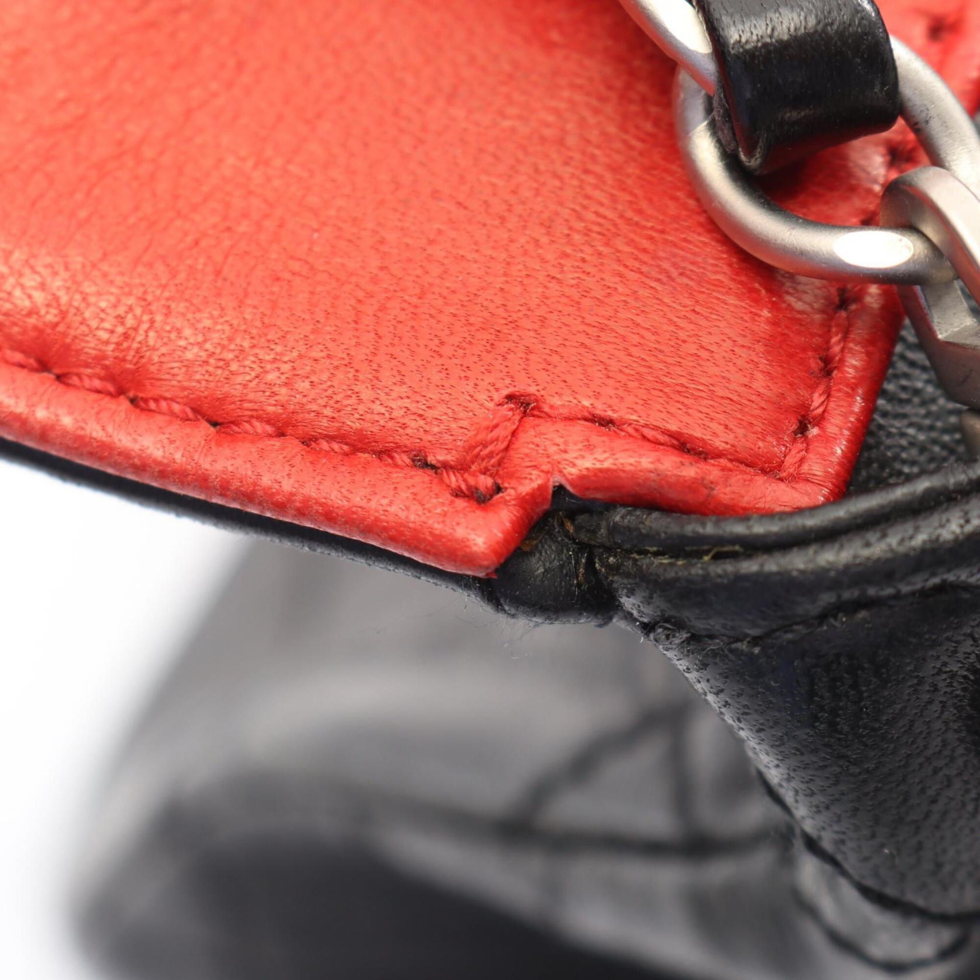 Chanel Black Red Color Leather Handbag Shoulder Bag (Pre-Owned)