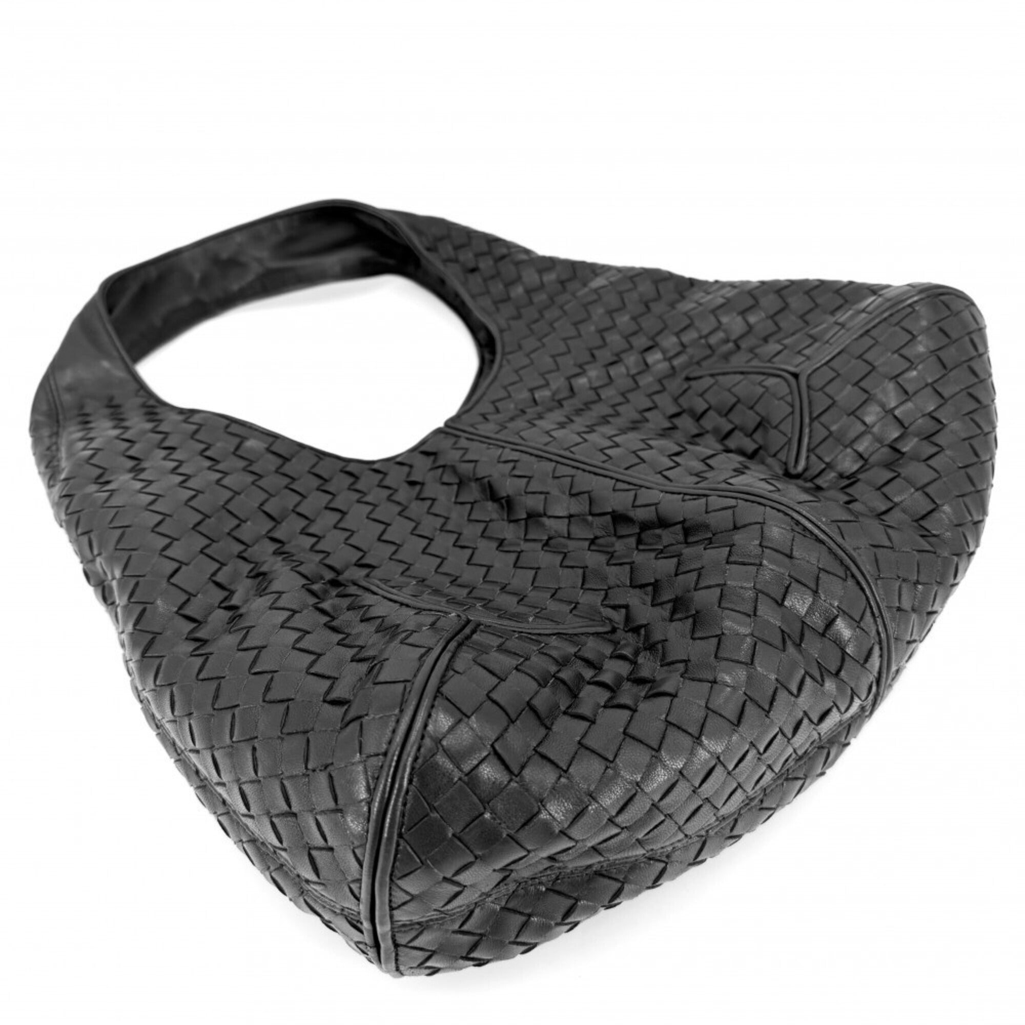 Bottega Veneta Intrecciato Black Leather Handbag (Pre-Owned)