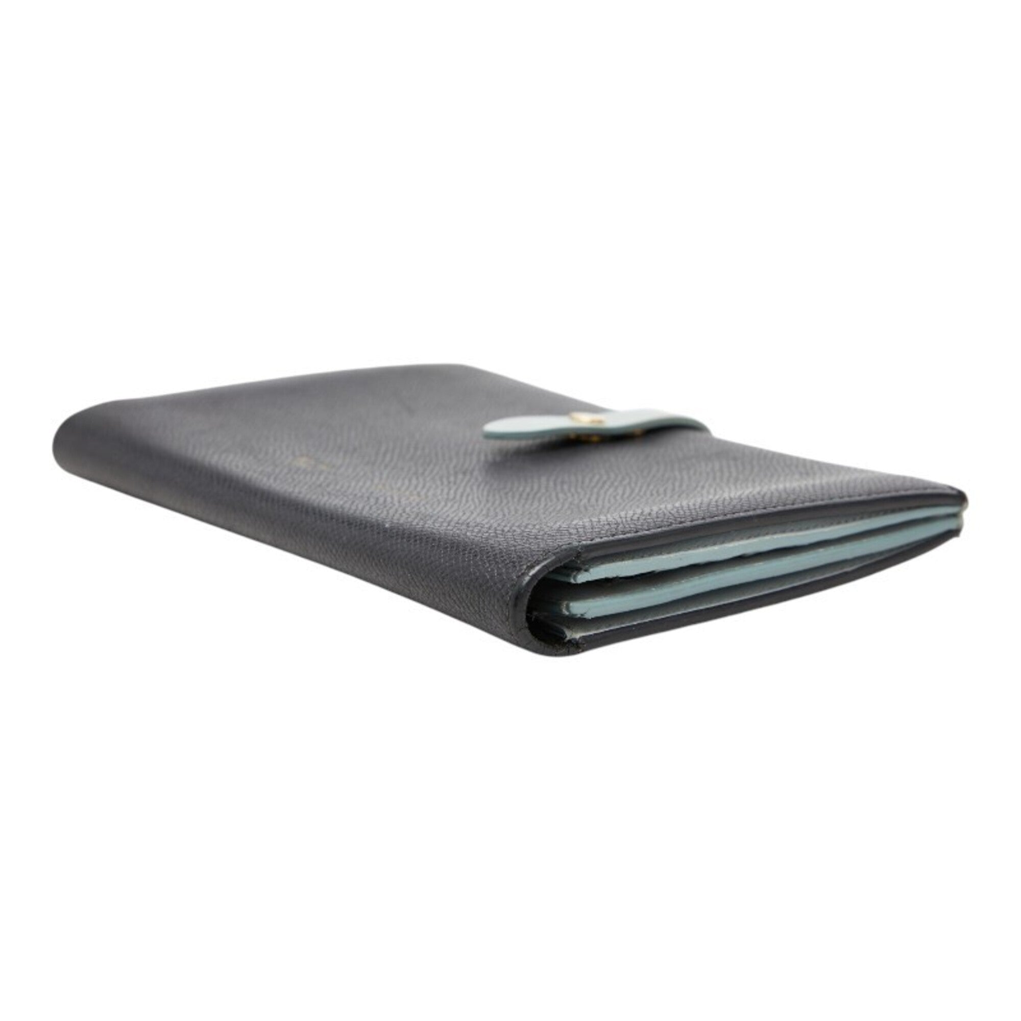 Celine Black Blue Leather Long Wallet (Bi-Fold) (Pre-Owned)