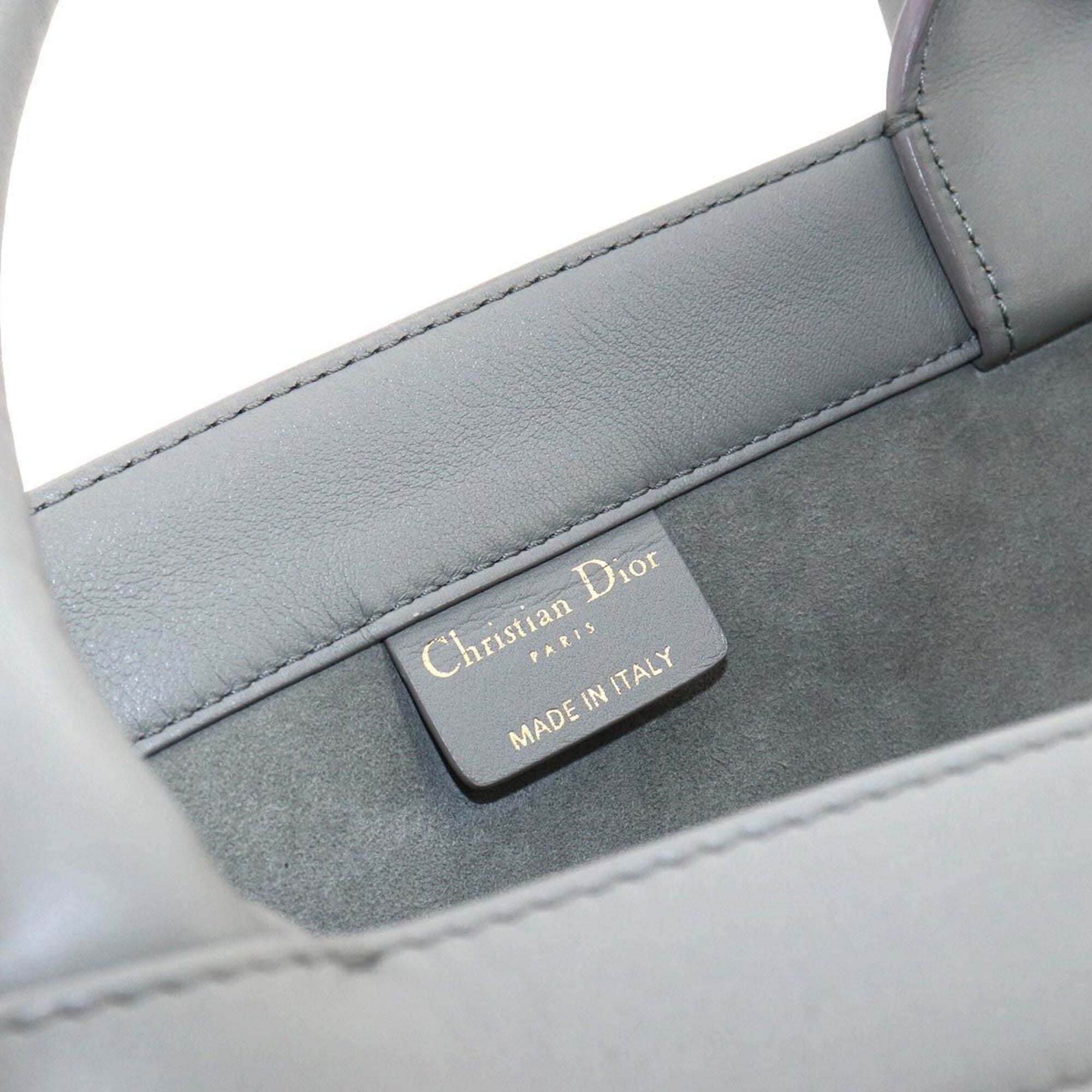 Christian Dior Gray Leather Handbag Tote Bag (Pre-Owned)