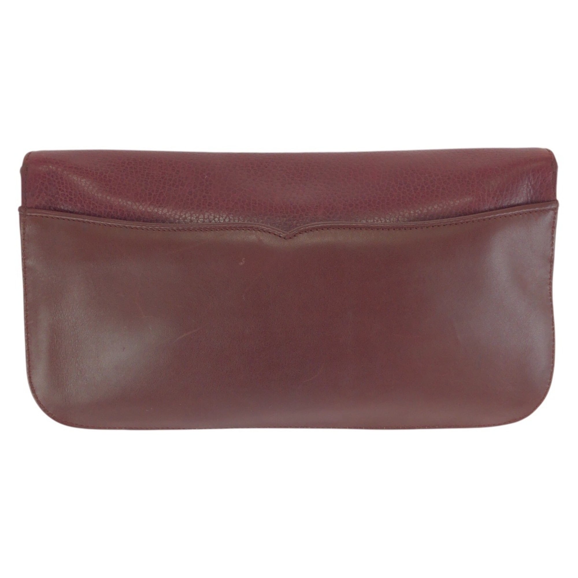 Cartier Bordeaux Wine Red Leather Clutch Bag (Pre-Owned)