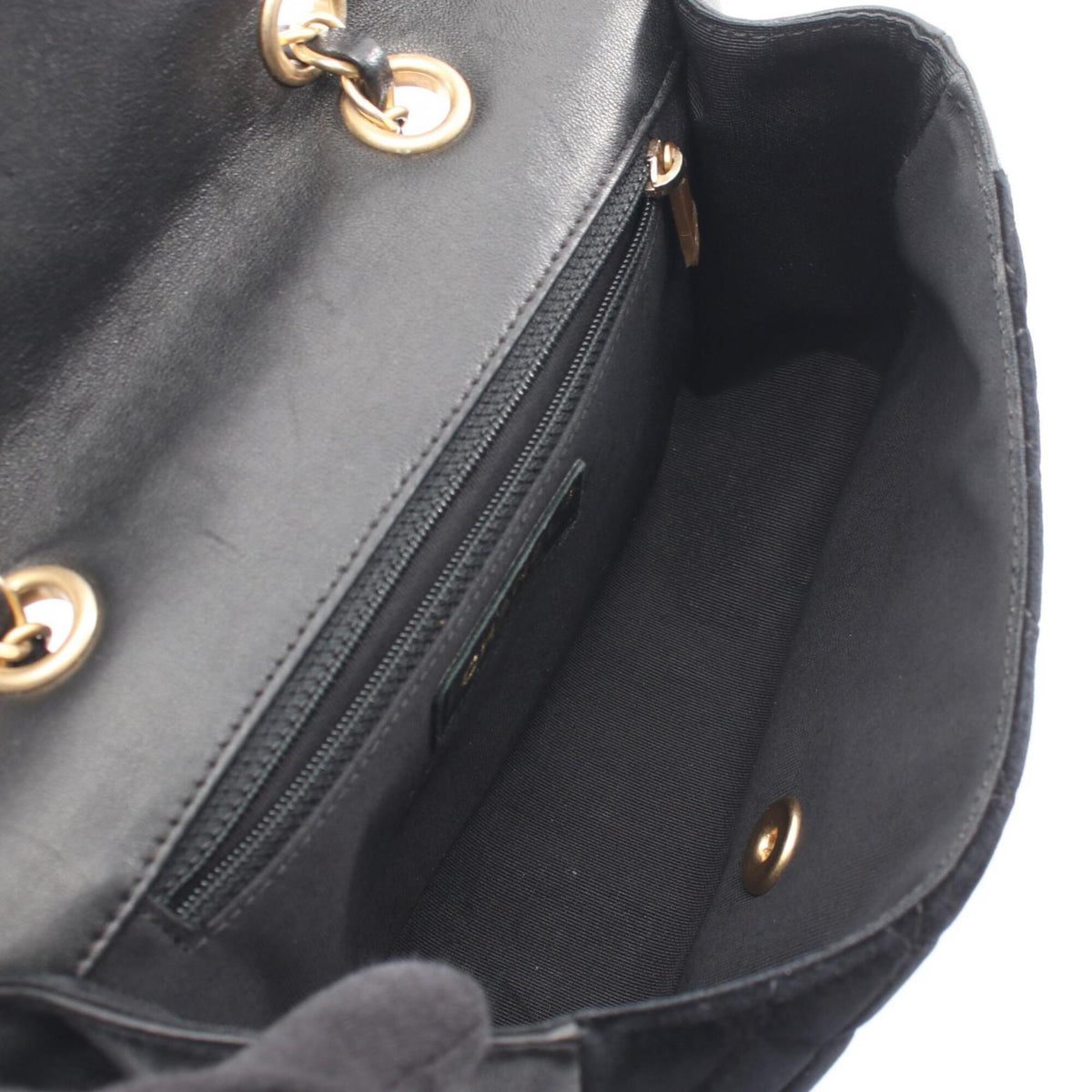 Chanel Black Leather Fabric Handbag Shoulder Bag (Pre-Owned)