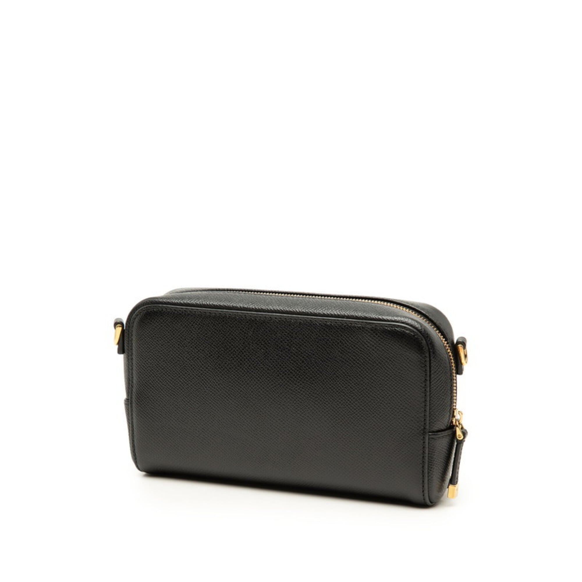 Christian Dior Black Leather Handbag Pouch Shoulder Bag (Pre-Owned)