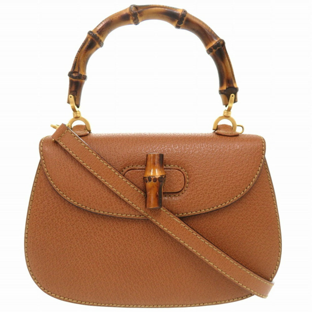 Gucci Brown Bamboo Leather Handbag (Pre-Owned)