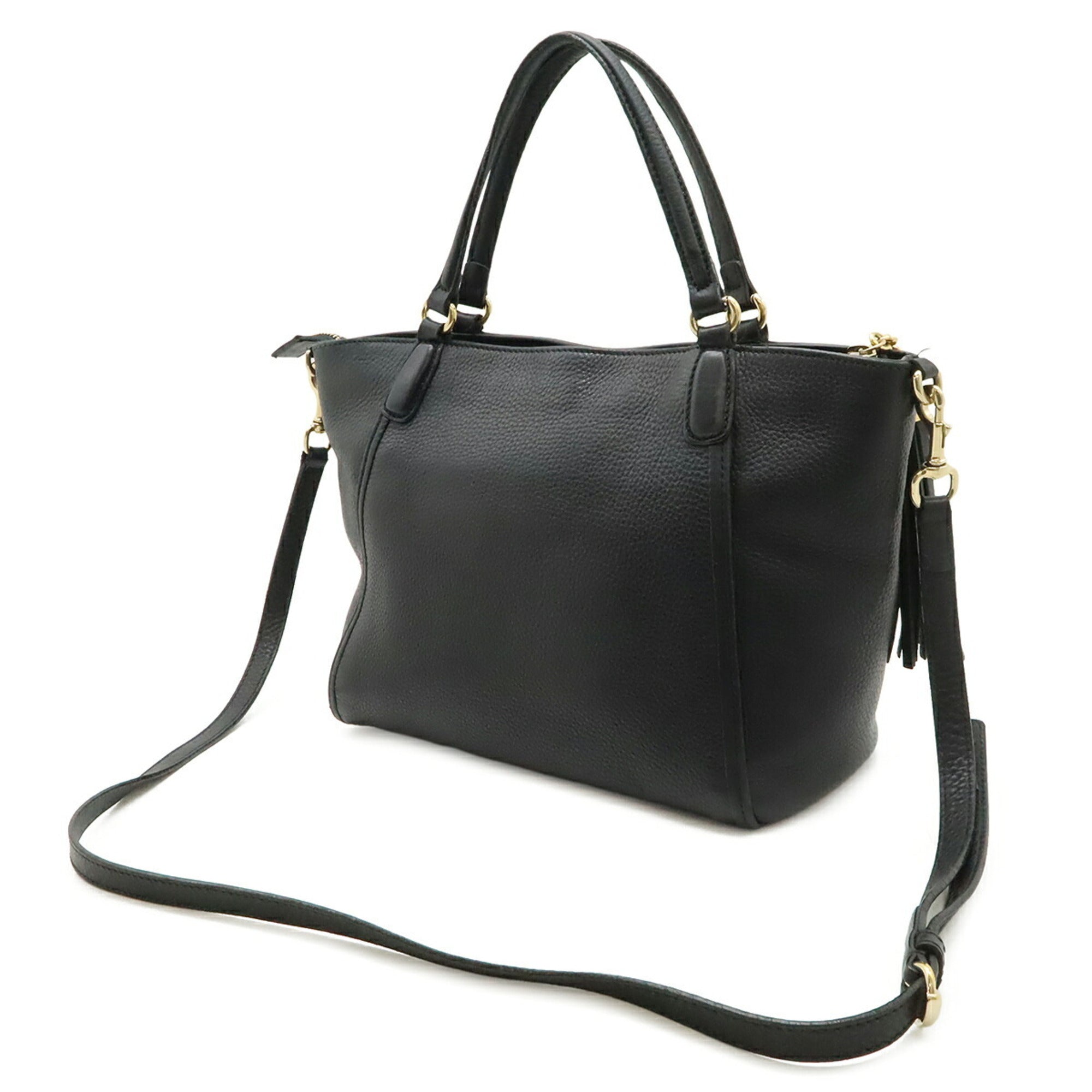 Gucci Black Yellow Leather Shoulder Bag Tote Bag (Pre-Owned)