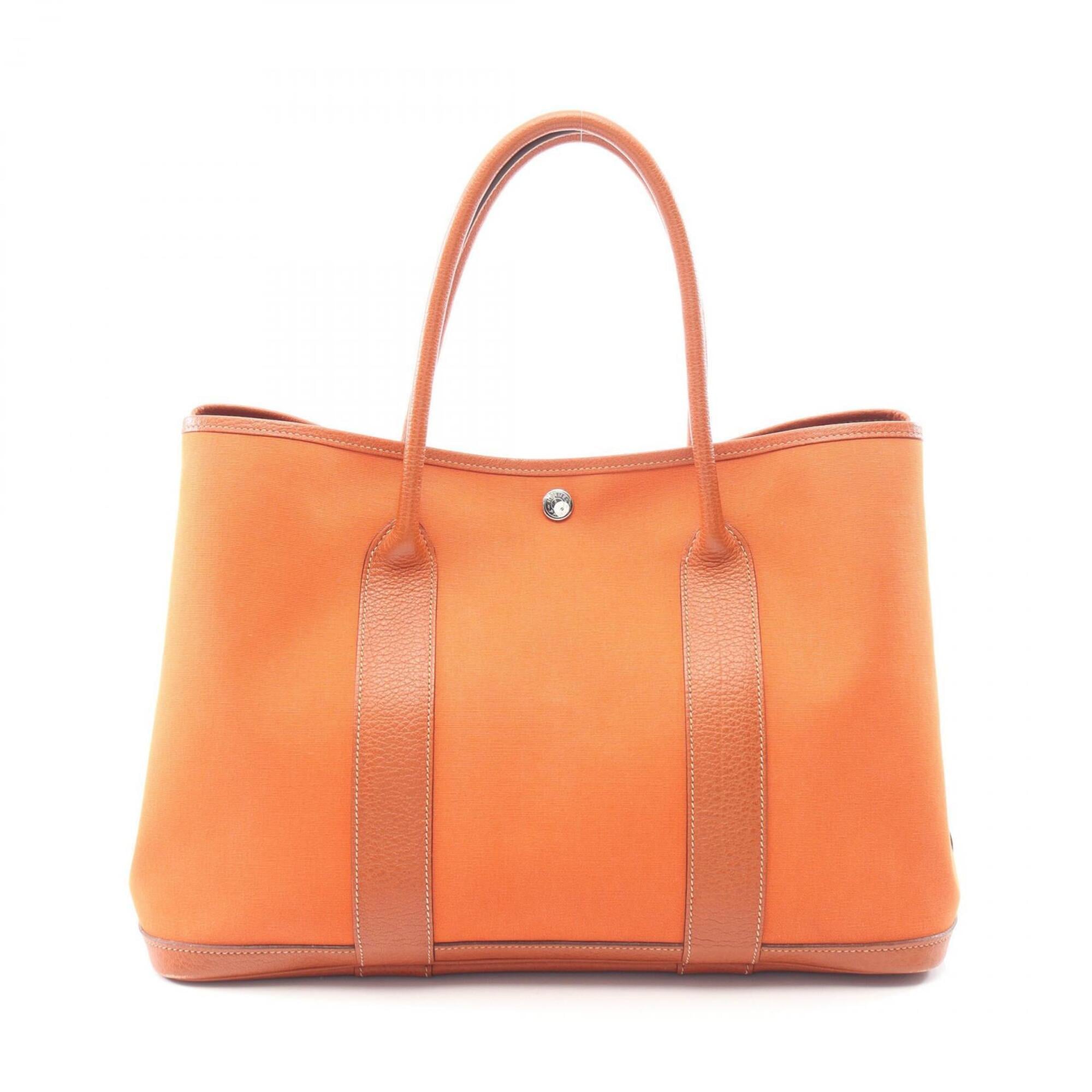 Hermes Brown Potiron Buffalo Leather Toile Officier Handbag Tote Bag (Pre-Owned)