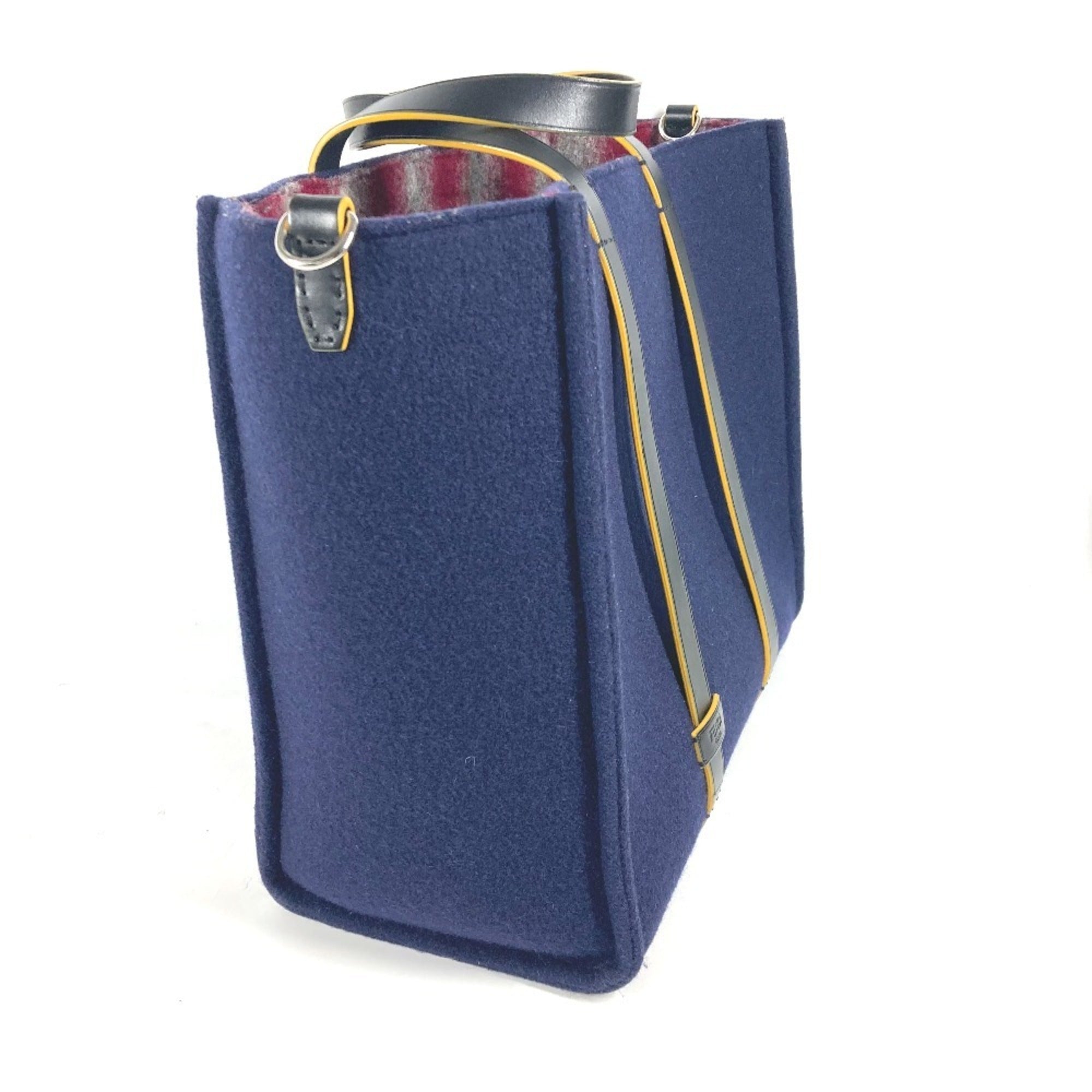 Fendi Navy Wool Shoulder Bag Tote Bag (Pre-Owned)