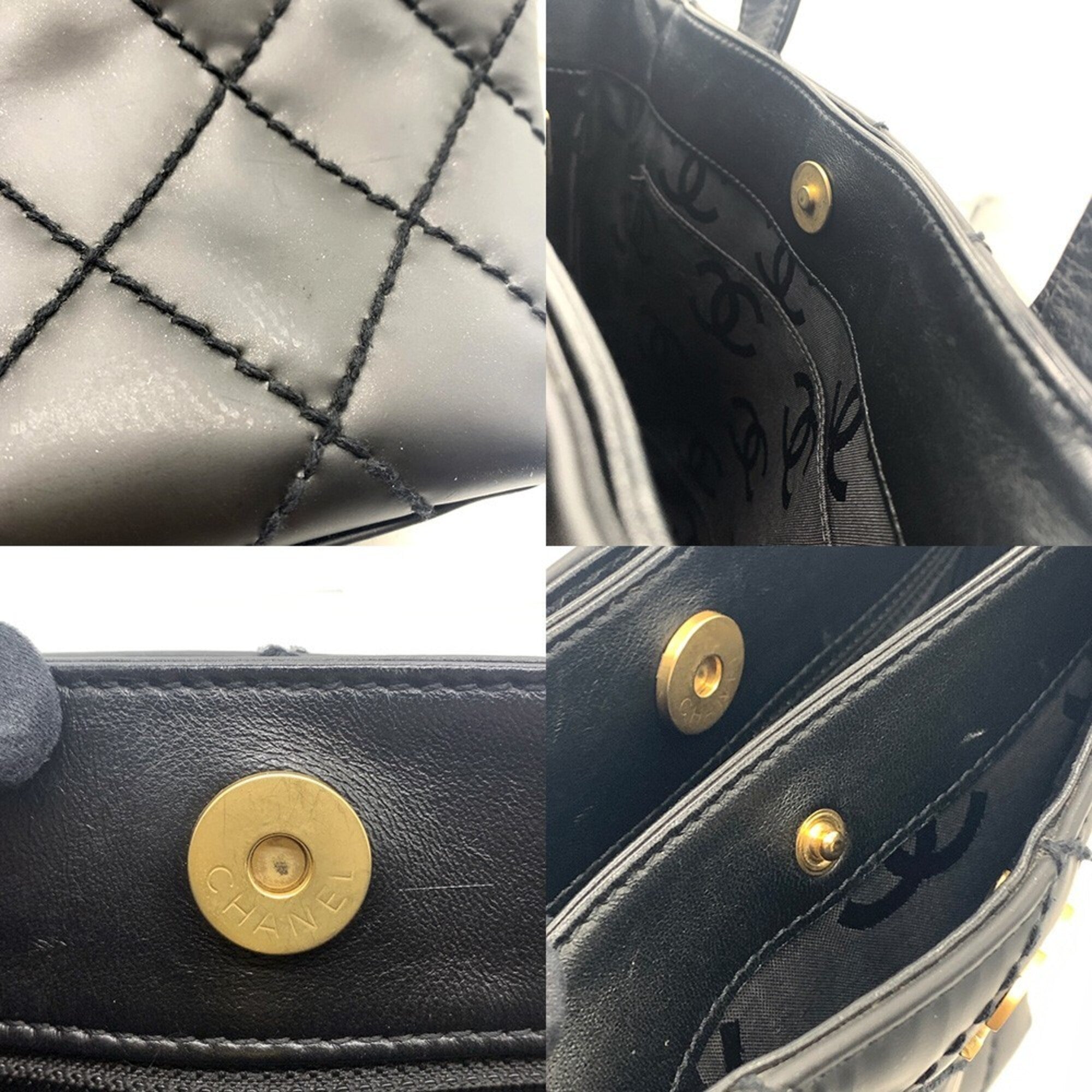 Chanel Wild Stitch Black Leather Handbag Tote Bag (Pre-Owned)