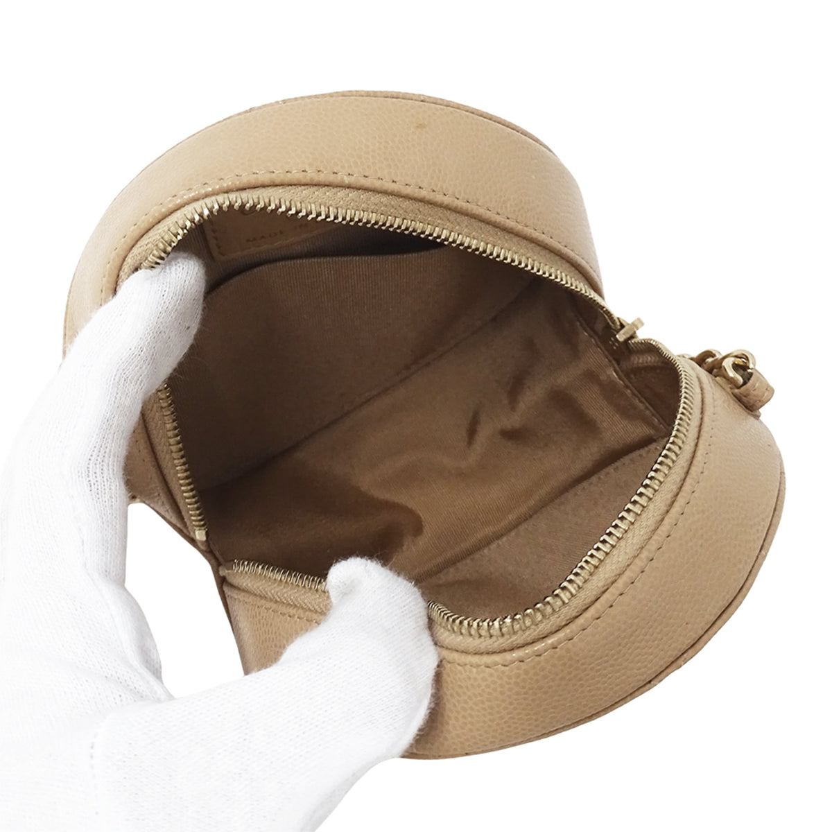 Chanel Beige Grained Calfskin Handbag Shoulder Bag (Pre-Owned)