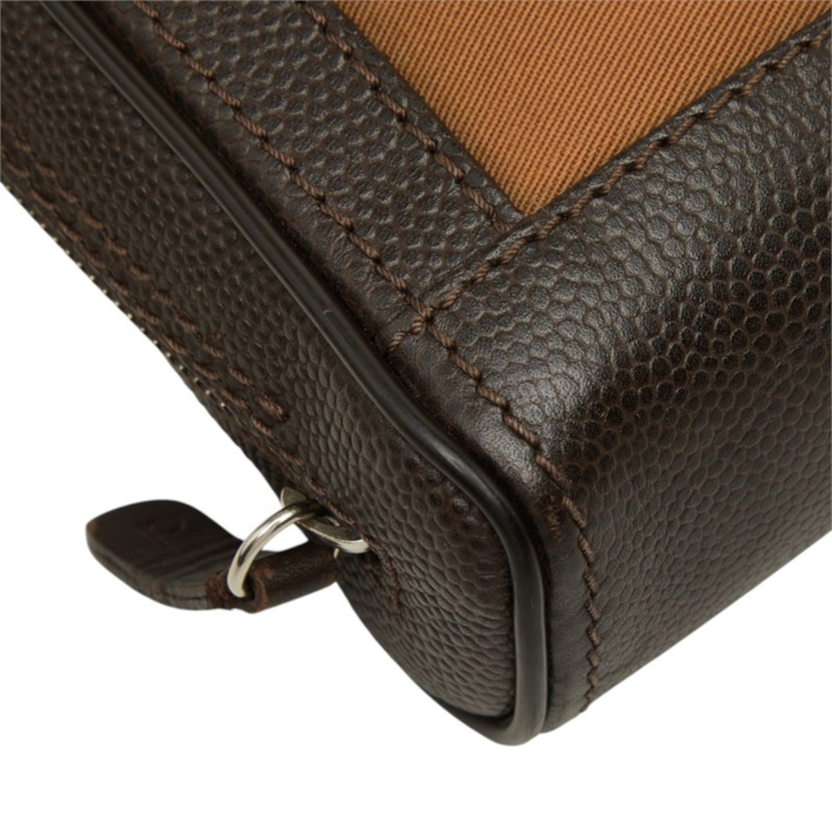 Dunhill Brown Canvas Leather Clutch Bag (Pre-Owned)