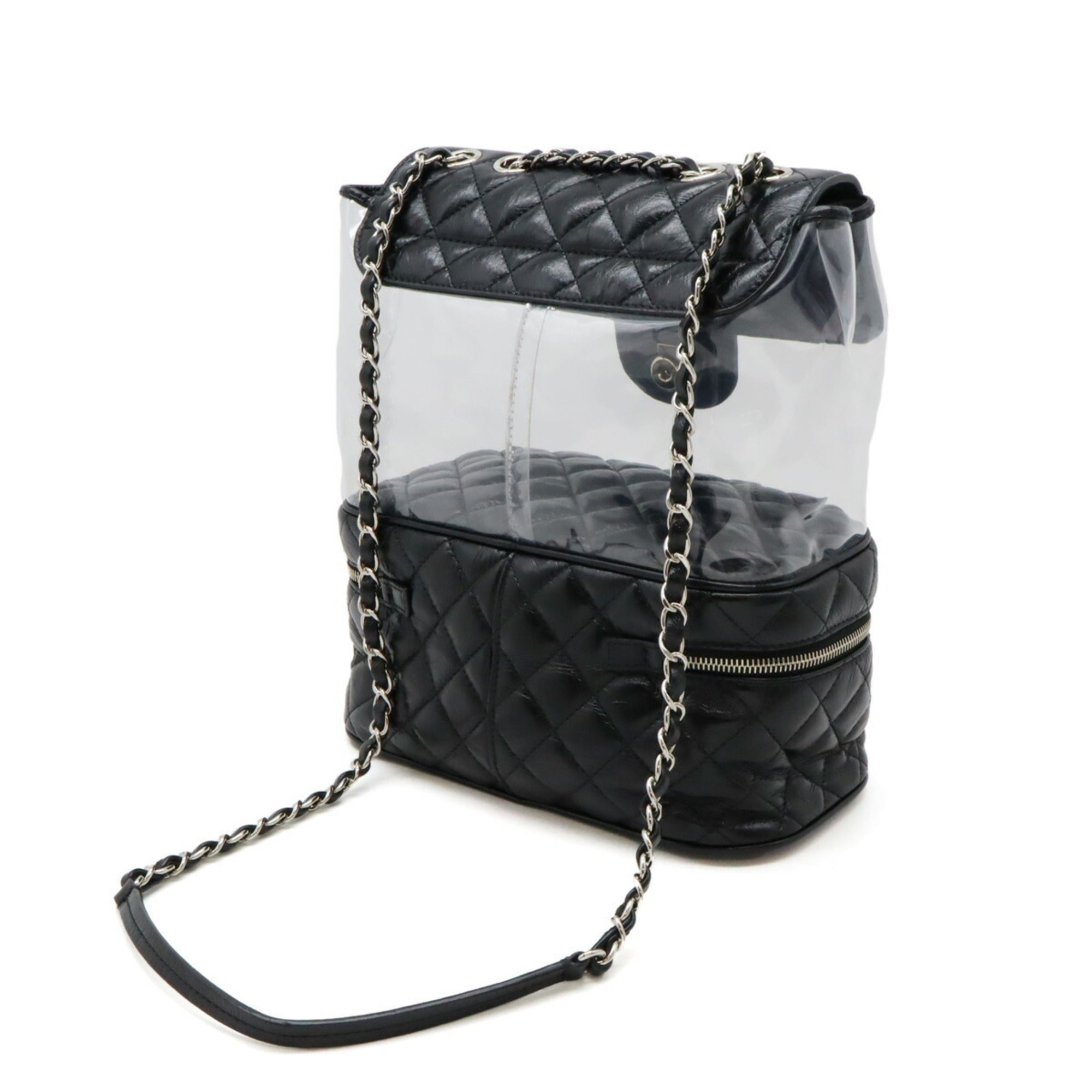 Chanel Black Vinyl Leather Shoulder Bag (Pre-Owned)