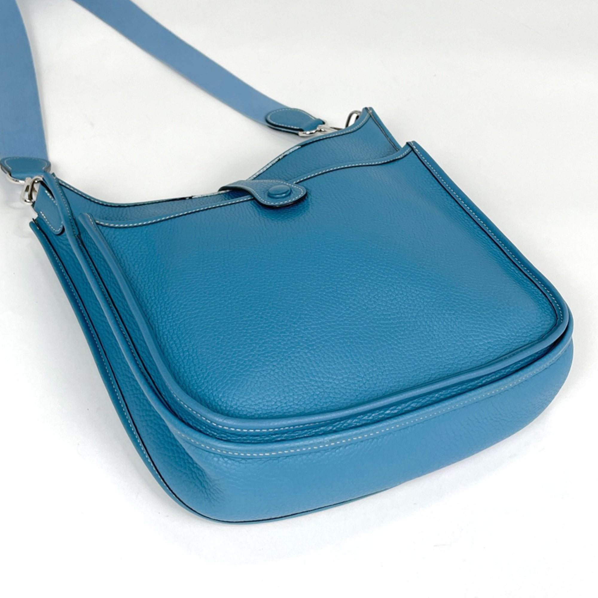 Hermes Evelyne Blue Jean Taurillon Clemence Leather Shoulder Bag (Pre-Owned)