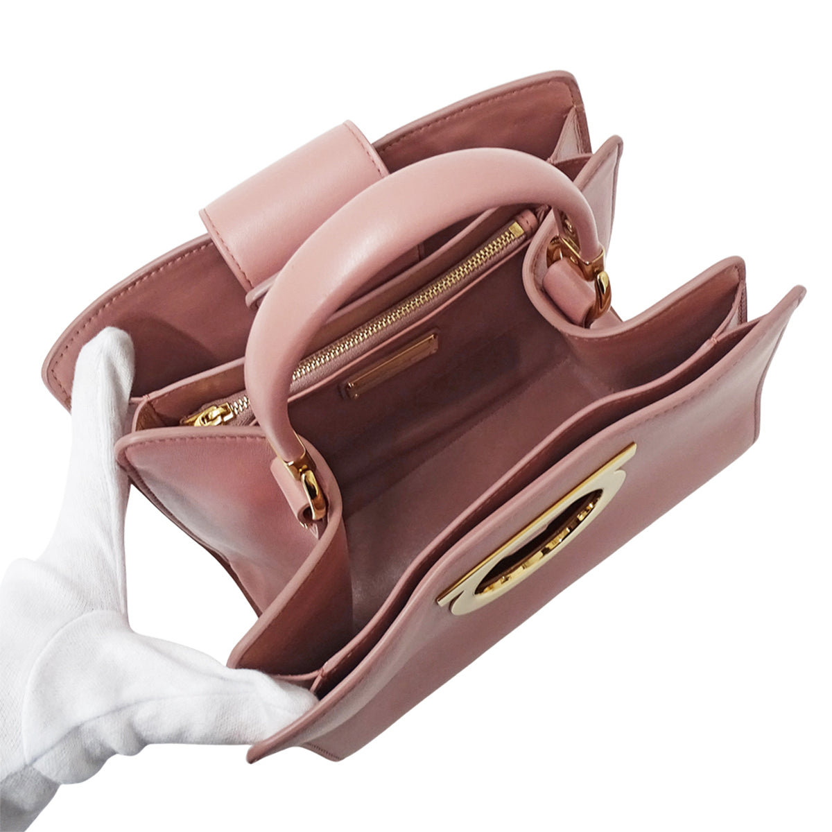 Salvatore Ferragamo Pink Leather Handbag Shoulder Bag (Pre-Owned)