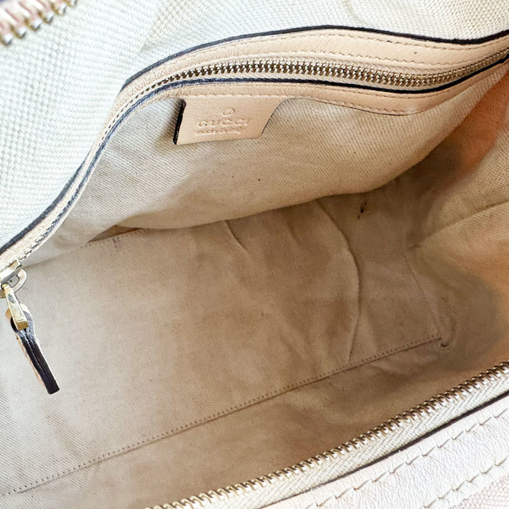 Gucci Beige Metallic Pink Beige Gg Canvas Shoulder Bag (Pre-Owned)