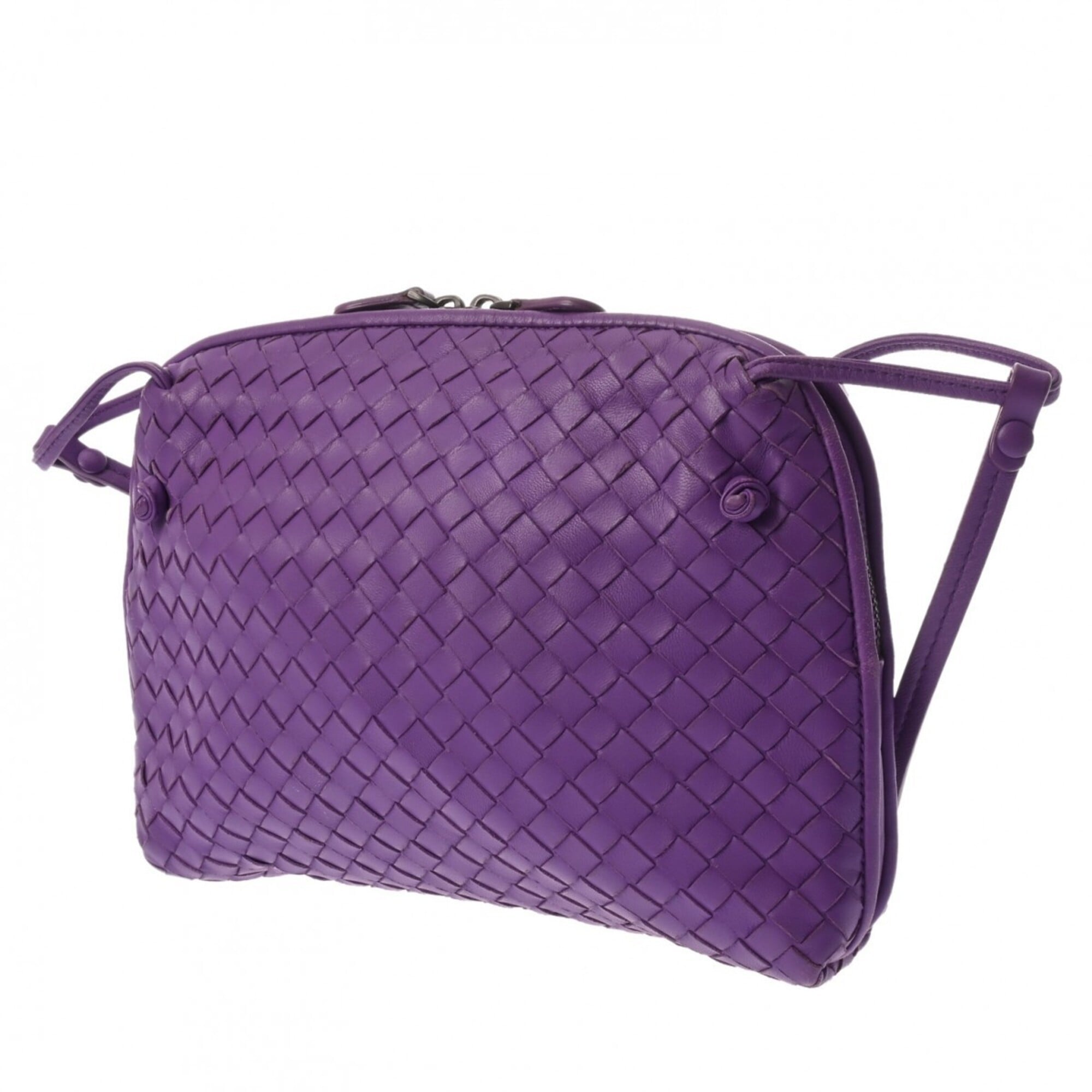 Bottega Veneta Intrecciato Purple Leather Shoulder Bag (Pre-Owned)