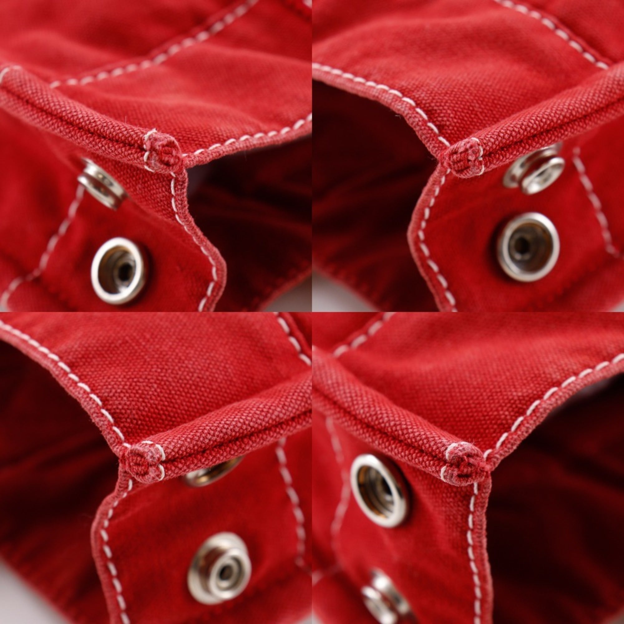 Hermes Red Color Canvas Handbag (Pre-Owned)