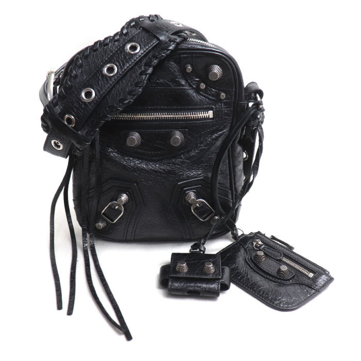 Balenciaga Black Leather Pouch Shoulder Bag (Pre-Owned)