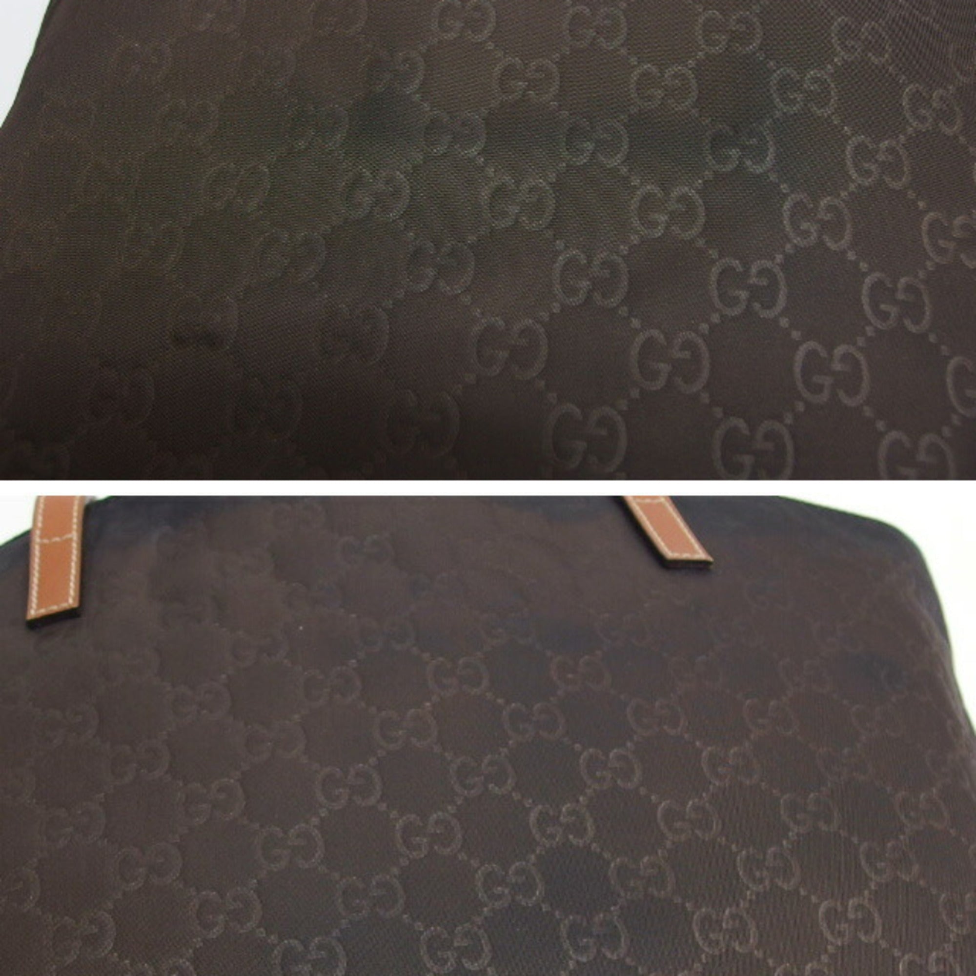 Gucci Brown Dark Brown Nylon Leather Handbag Shoulder Bag (Pre-Owned)
