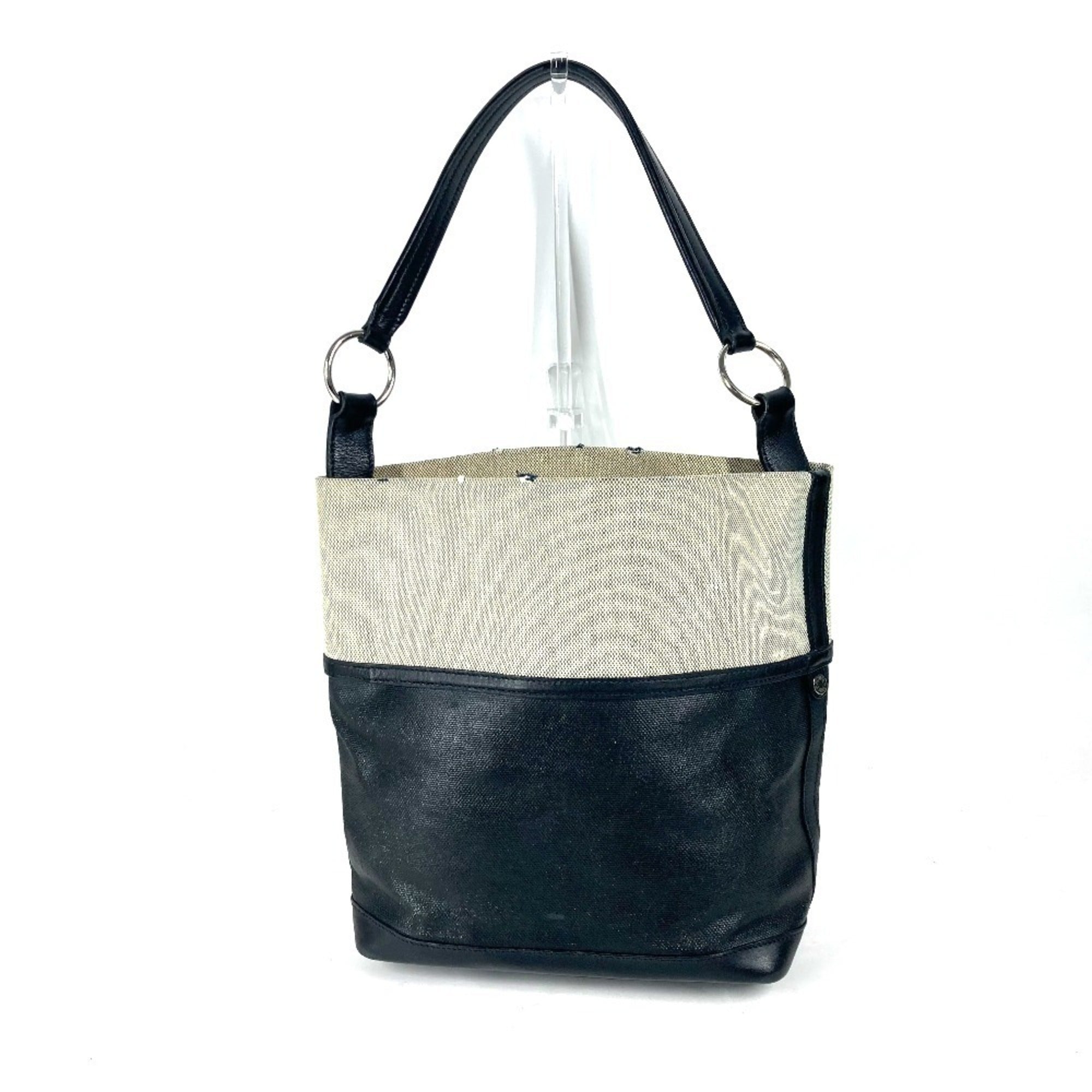 Hermes Black Gray Toile H Coated Canvas Shoulder Bag Tote Bag (Pre-Owned)