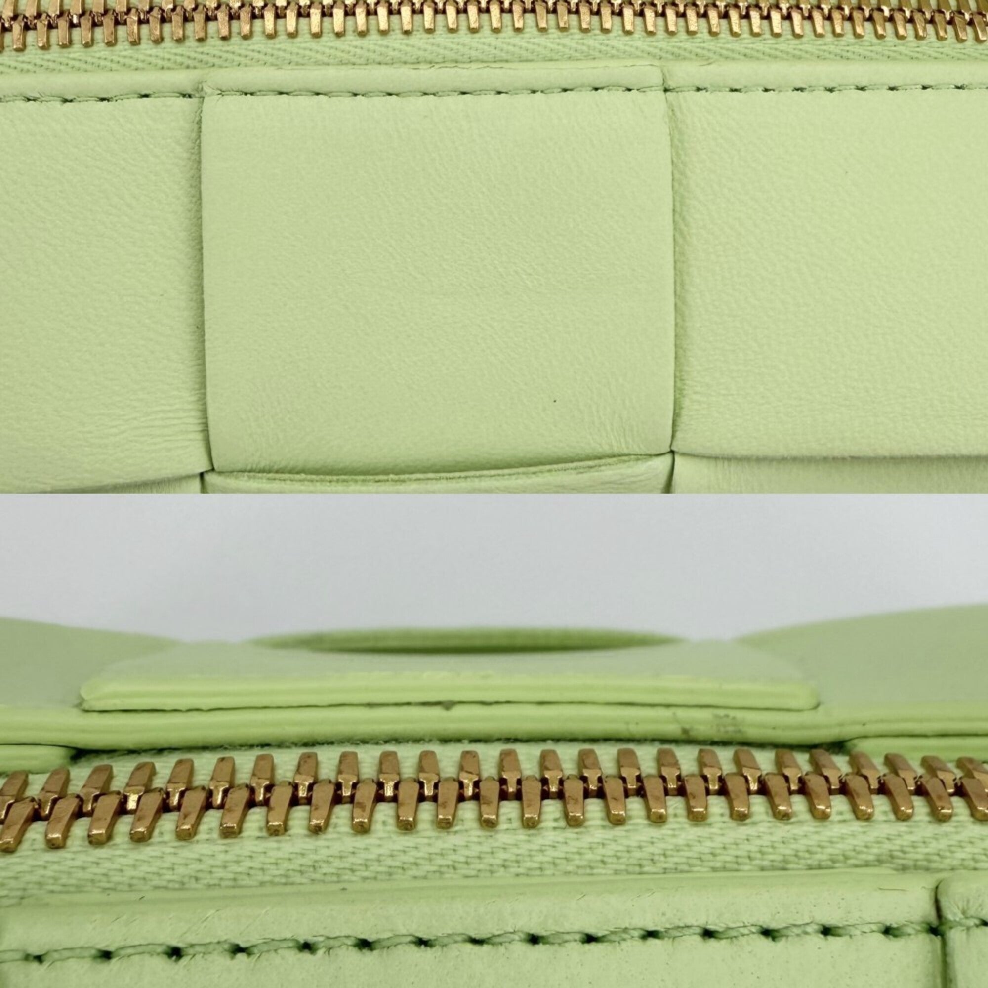 Bottega Veneta Light Green Leather Handbag Shoulder Bag (Pre-Owned)