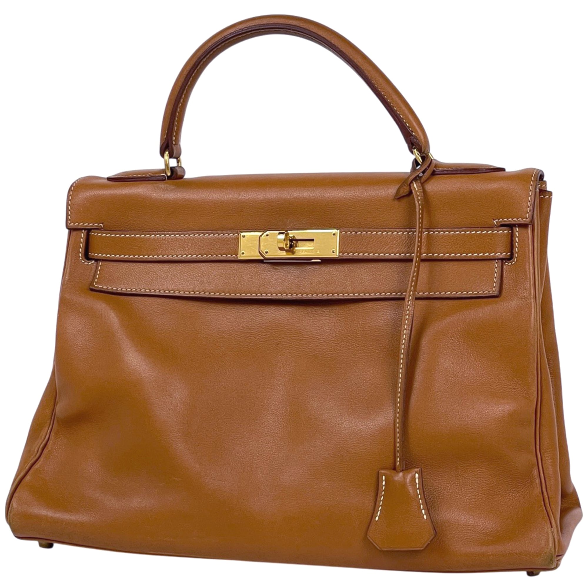 Hermes Kelly Brown Gulliver Leather Handbag (Pre-Owned)