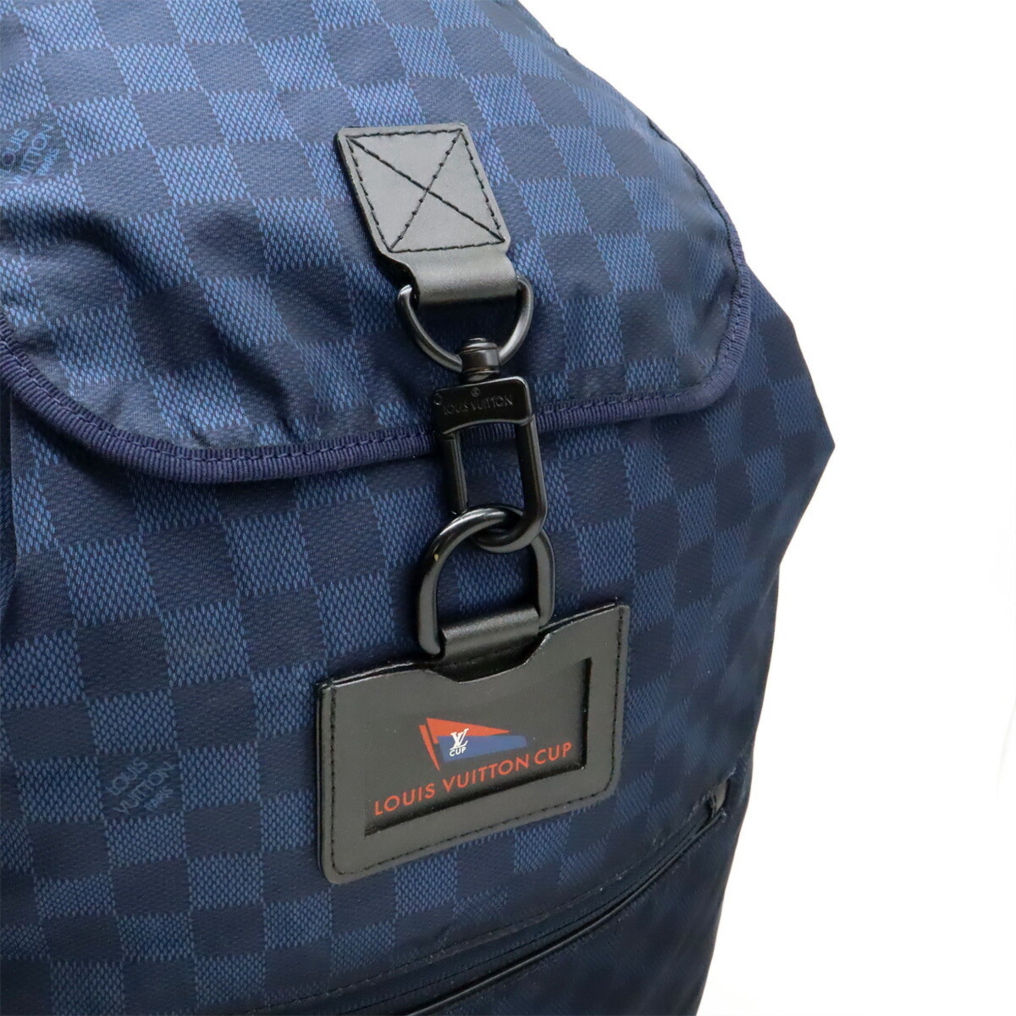 Louis Vuitton Navy Nylon Leather Backpack (Pre-Owned)