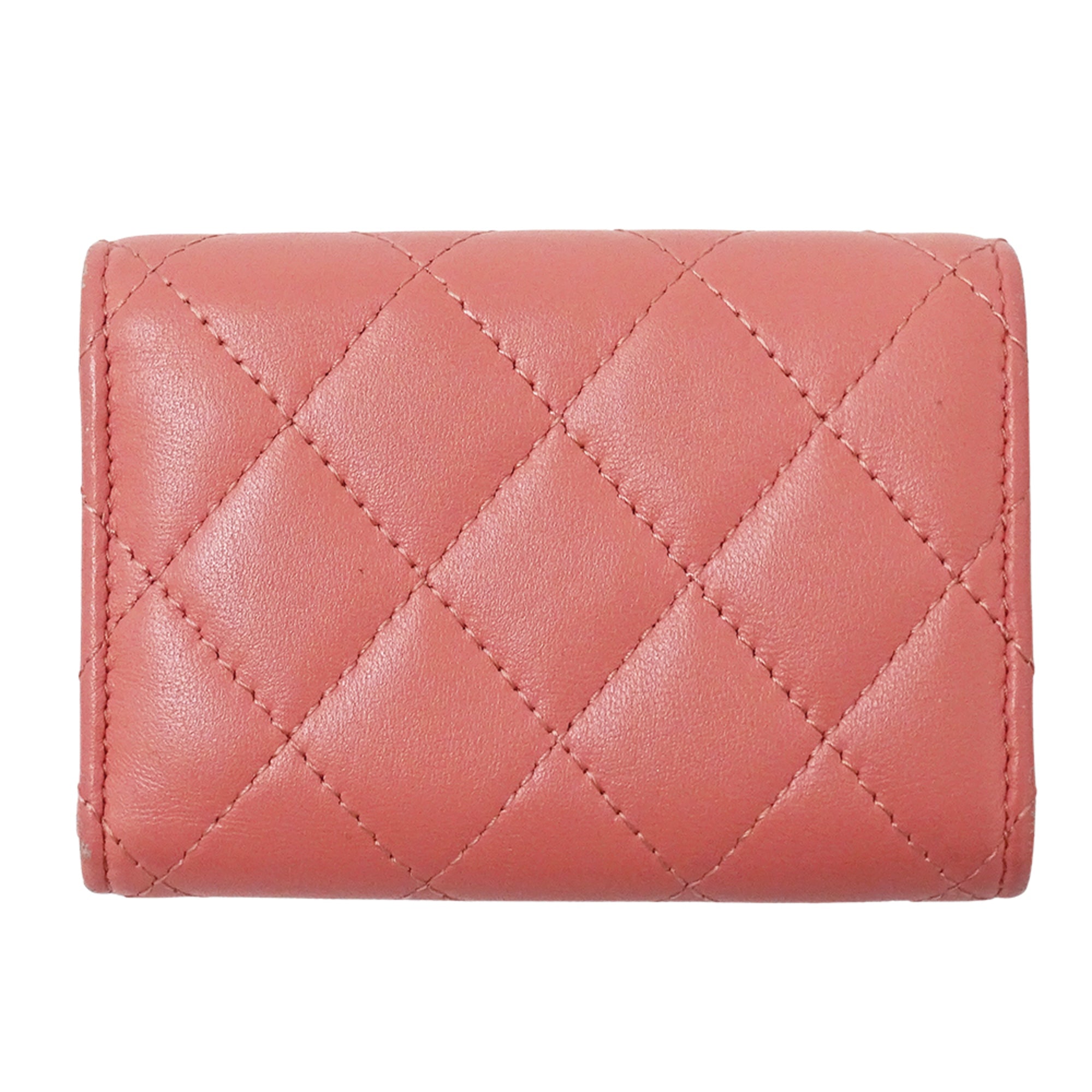 Chanel Pink Leather Wallet (Tri-Fold) (Pre-Owned)