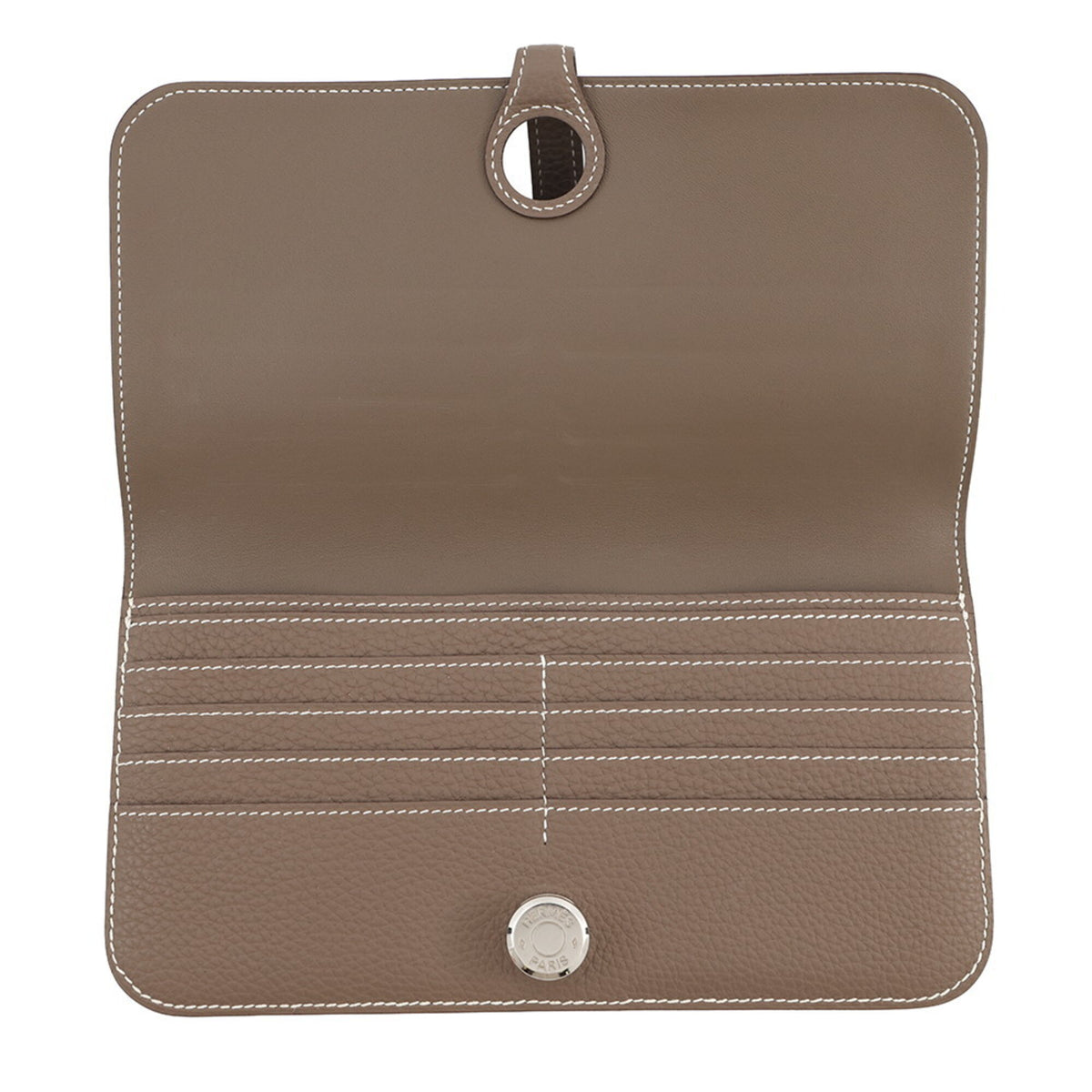 Hermes Etoupe Gray Togo Leather Long Wallet (Bi-Fold) (Pre-Owned)