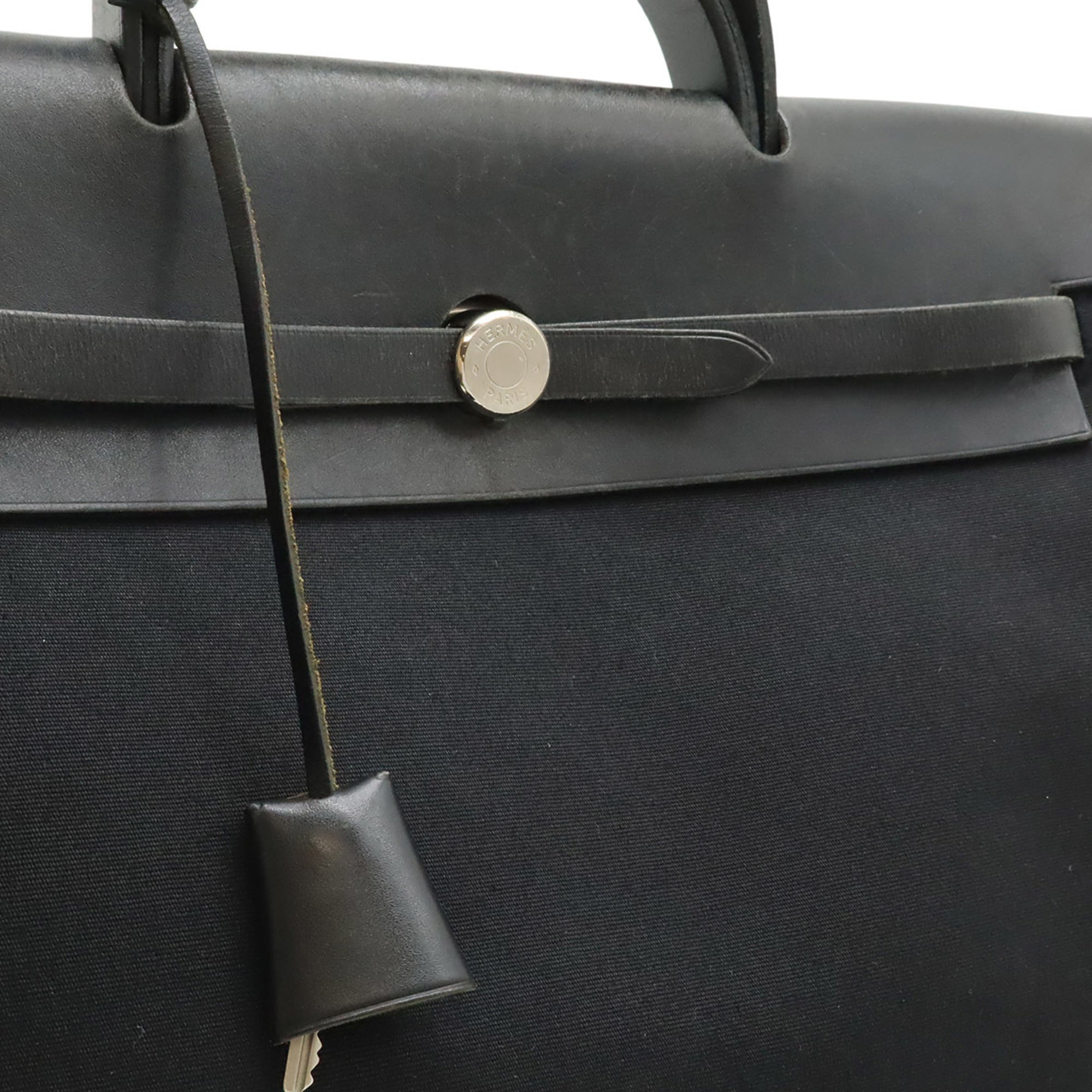 Hermes Black Toile Officier Handbag Shoulder Bag (Pre-Owned)
