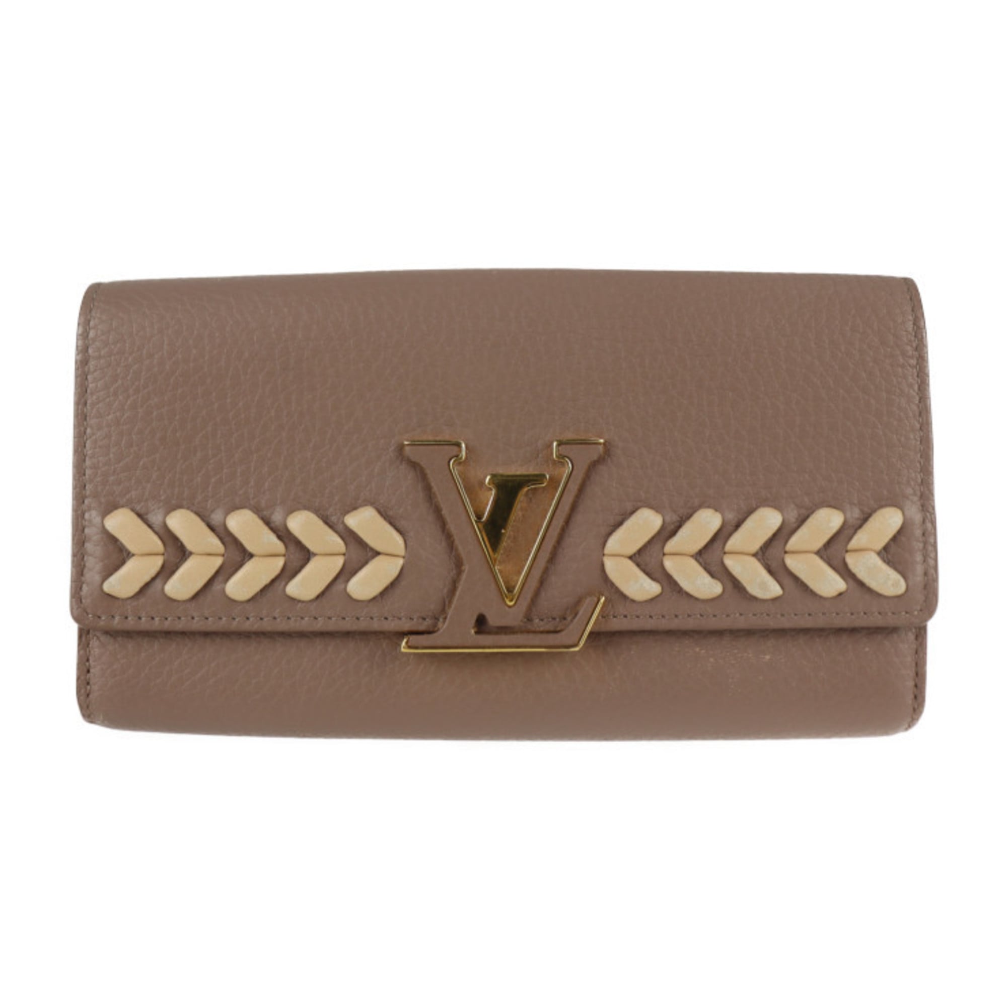 Louis Vuitton Parnassea Beige Gold Taupe Coin Purse/Coin Case (Pre-Owned)