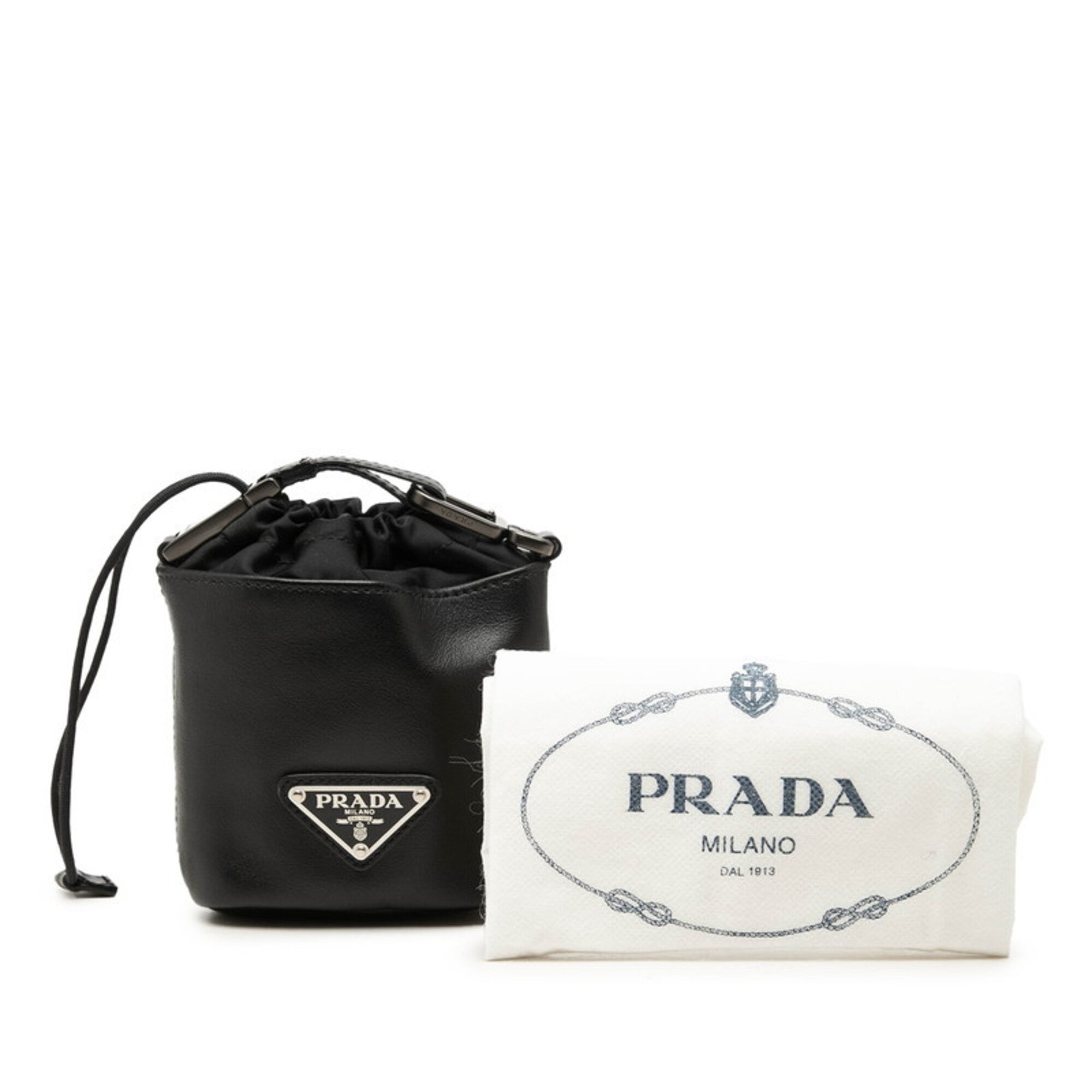 Prada Black Leather Nylon Handbag Pouch (Pre-Owned)