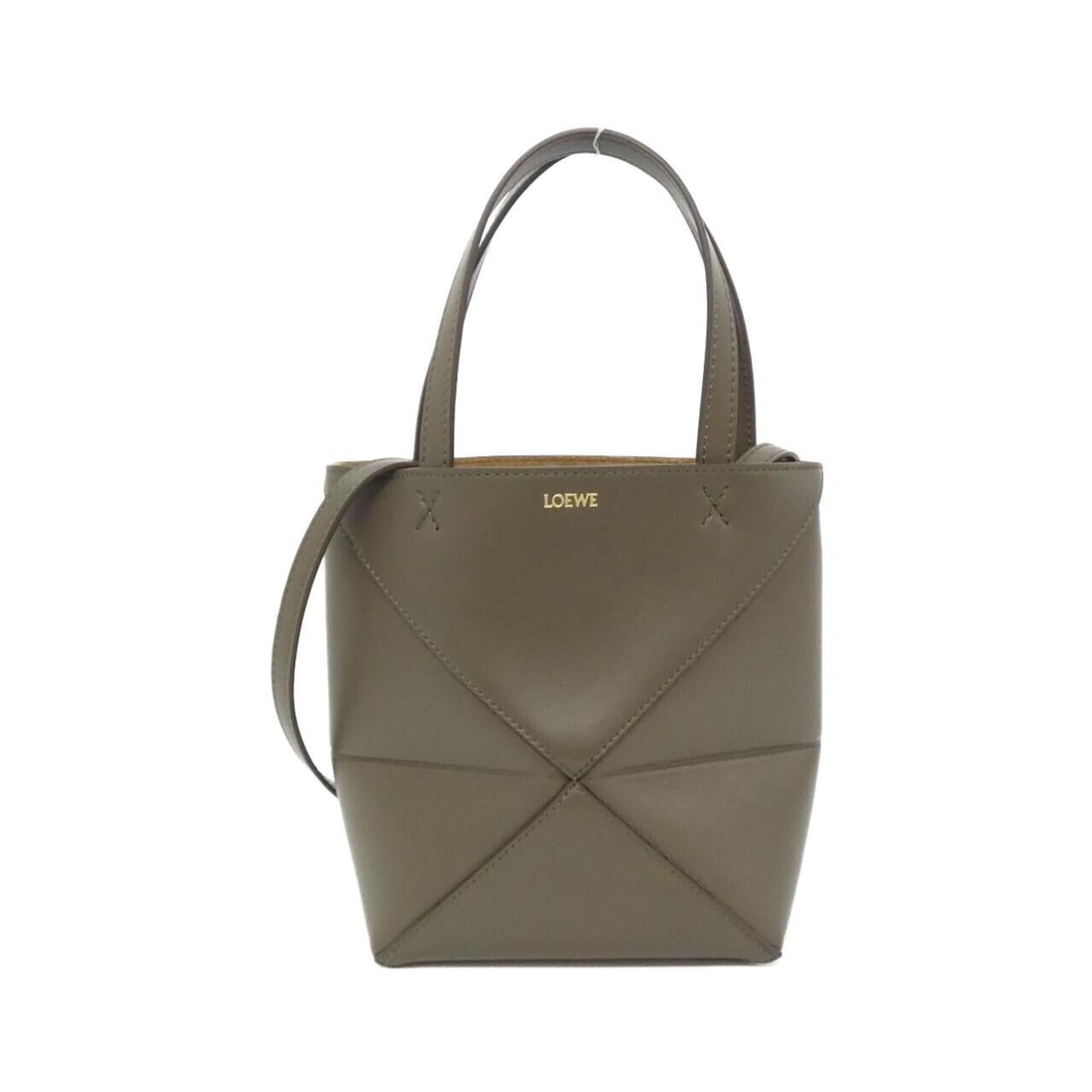 Loewe Puzzle Dark Khaki Leather Handbag (Pre-Owned)