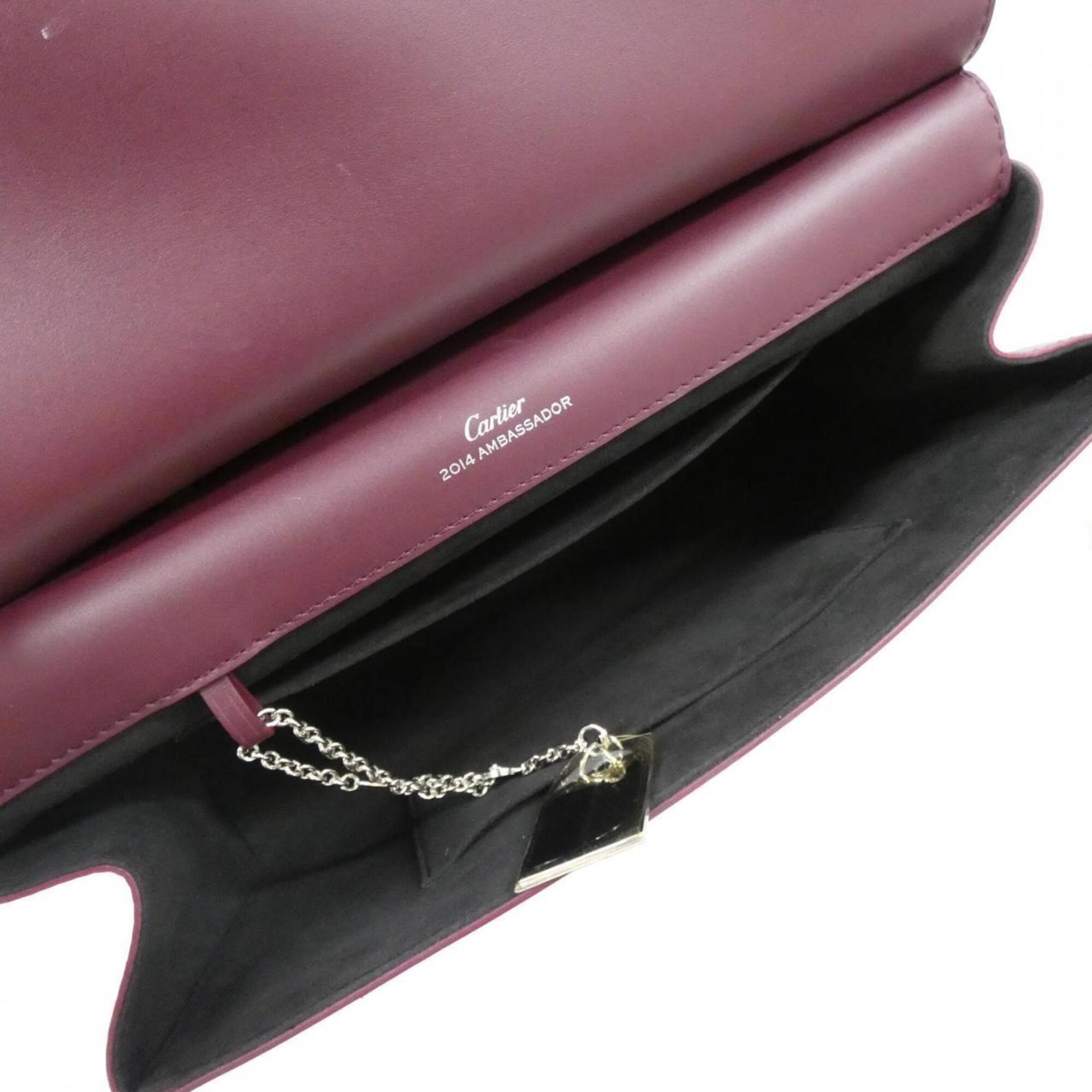 Cartier Bordeaux Leather Handbag (Pre-Owned)