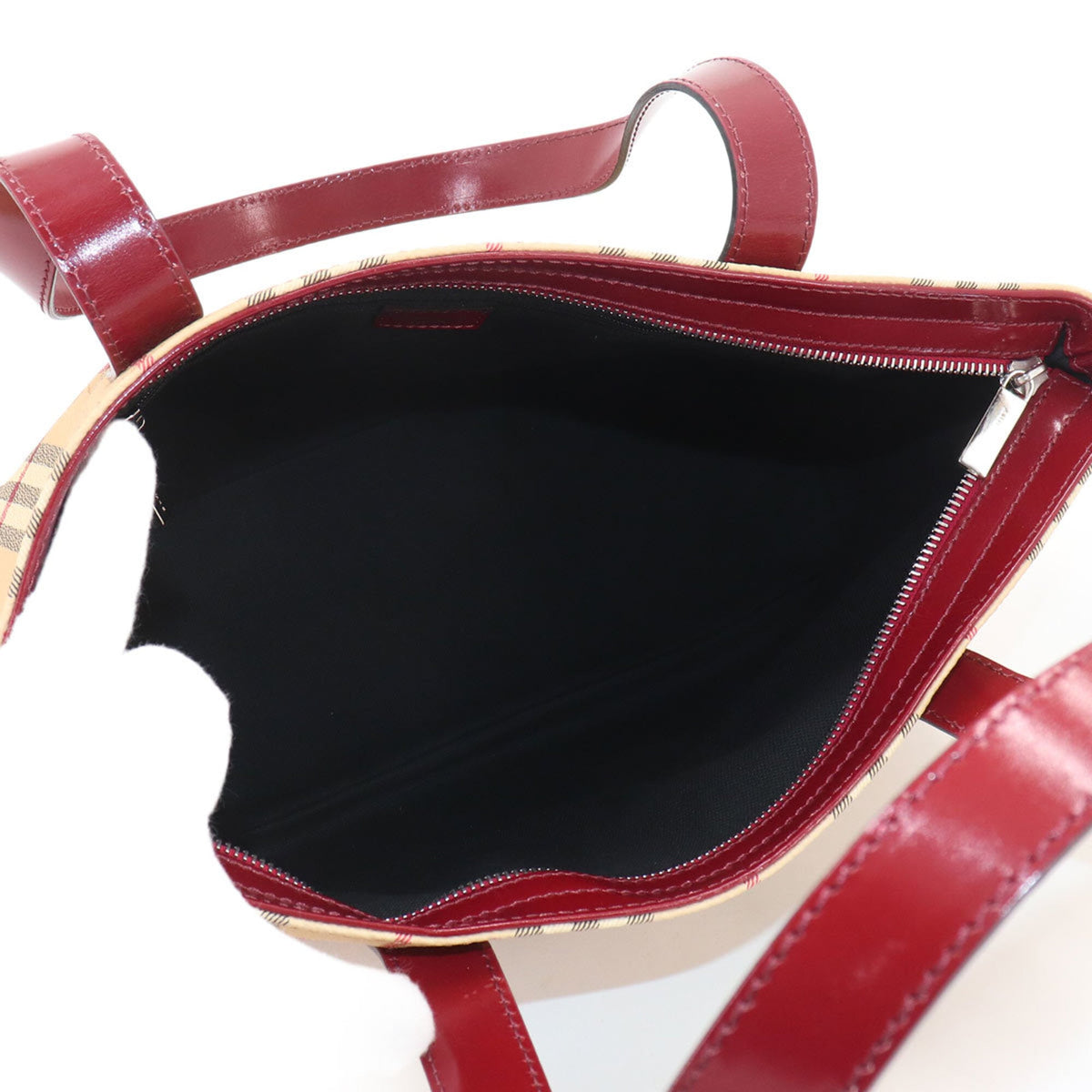 Burberry Beige Red Color Pvc Leather Tote Bag (Pre-Owned)