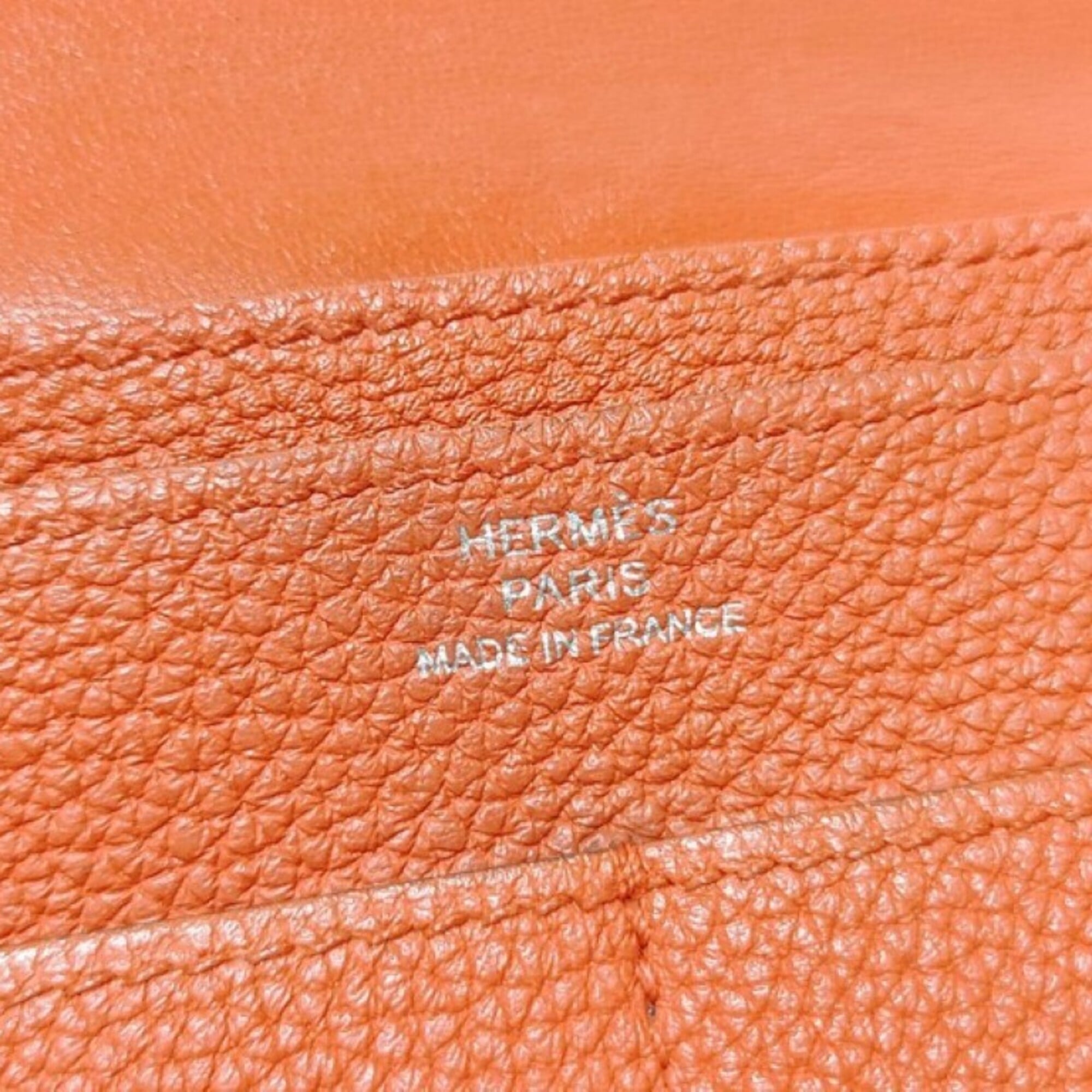 Hermes Dogon Orange Taurillon Clemence Leather Long Wallet (Bi-Fold) (Pre-Owned)