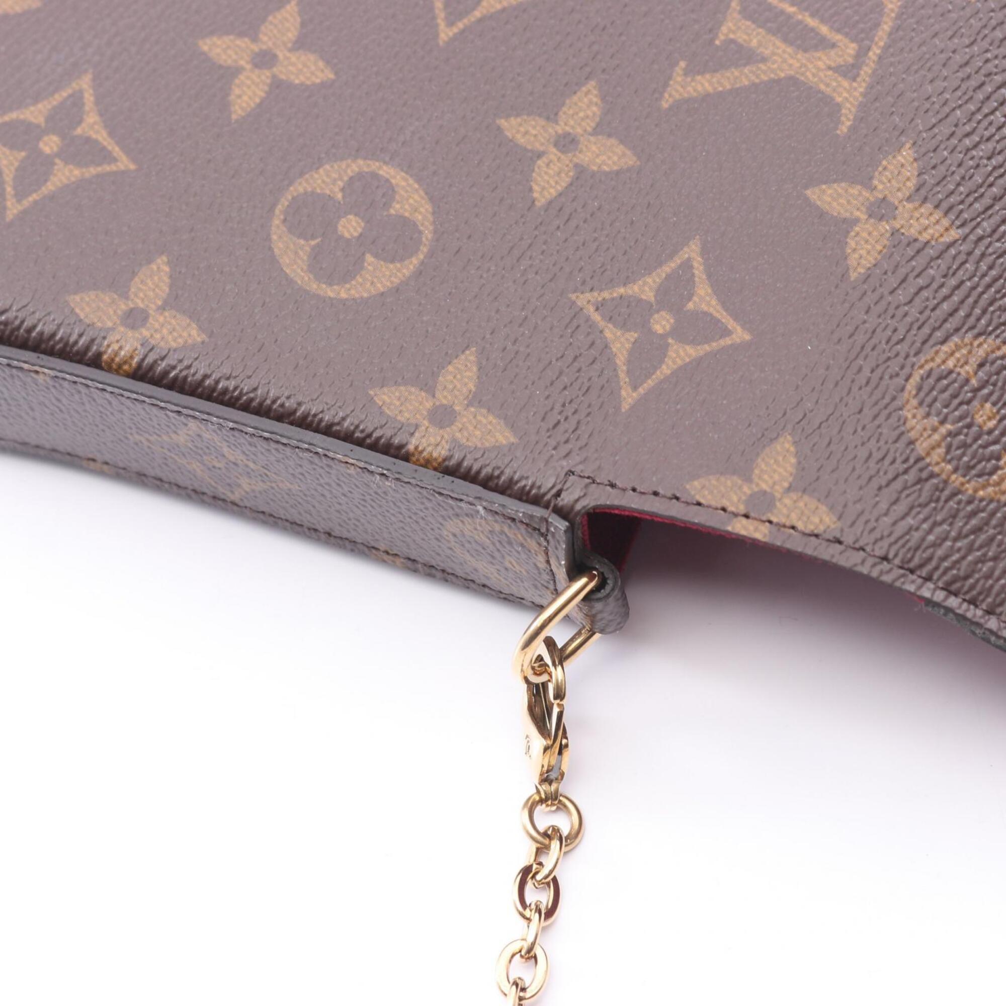 Louis Vuitton Brown Fuchsia Pvc Coated Canvas Leather Handbag Pochette Shoulder Bag (Pre-Owned)