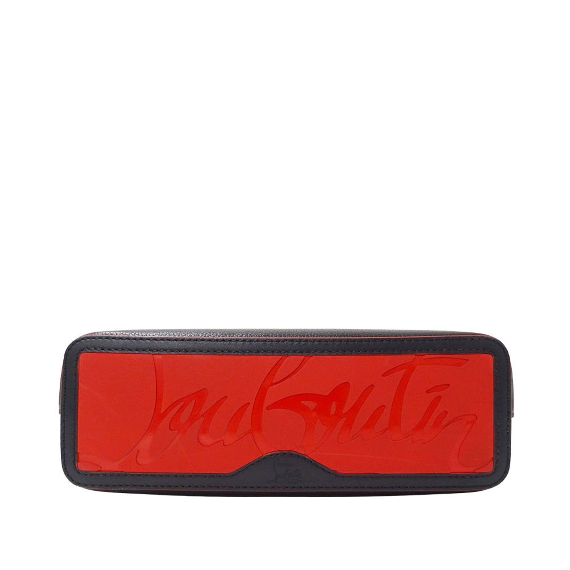 Christian Louboutin Black Red Color Leather Handbag Shoulder Bag (Pre-Owned)